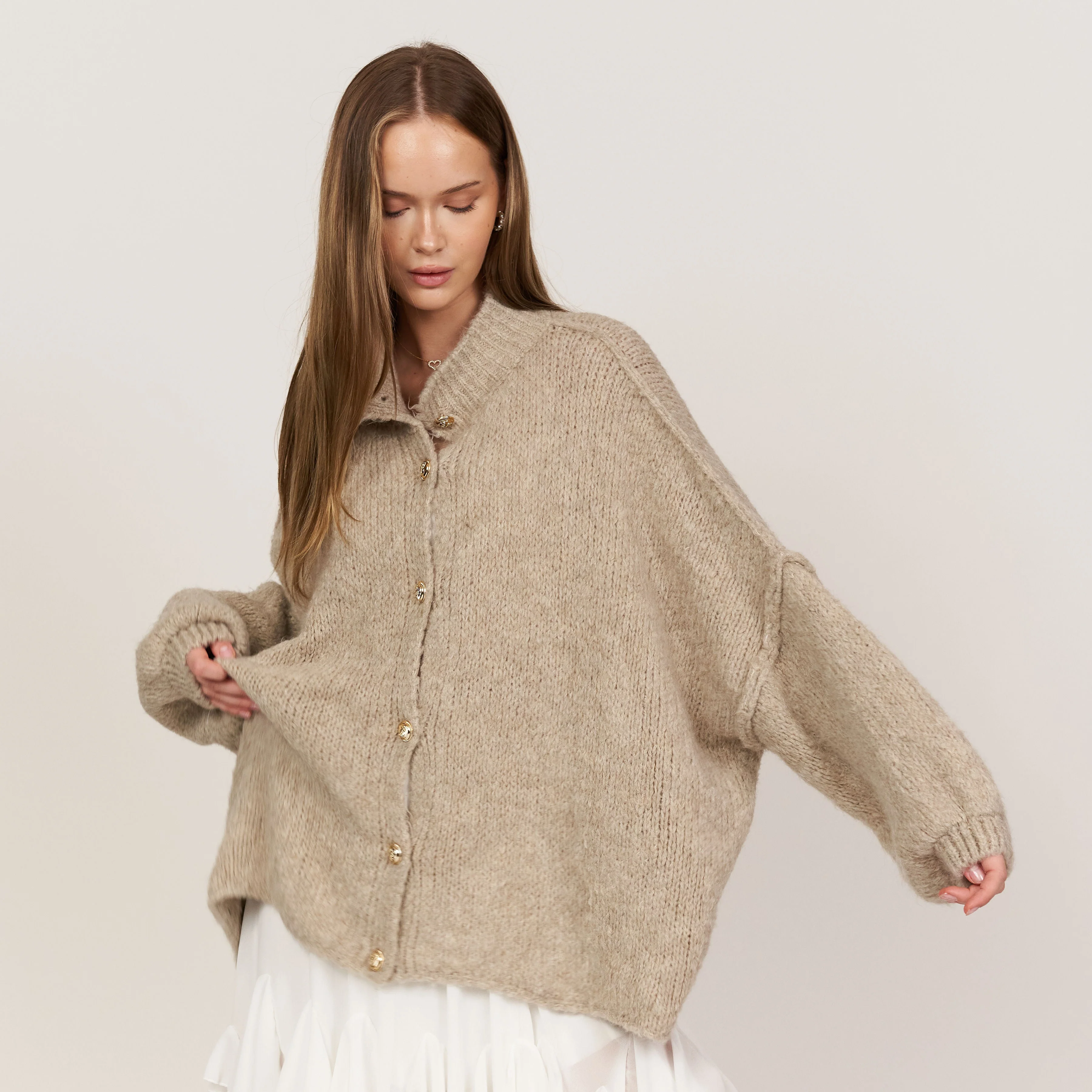2er Pack Oversized Cardigan "CozyGlam" Black & Beige - Image 3