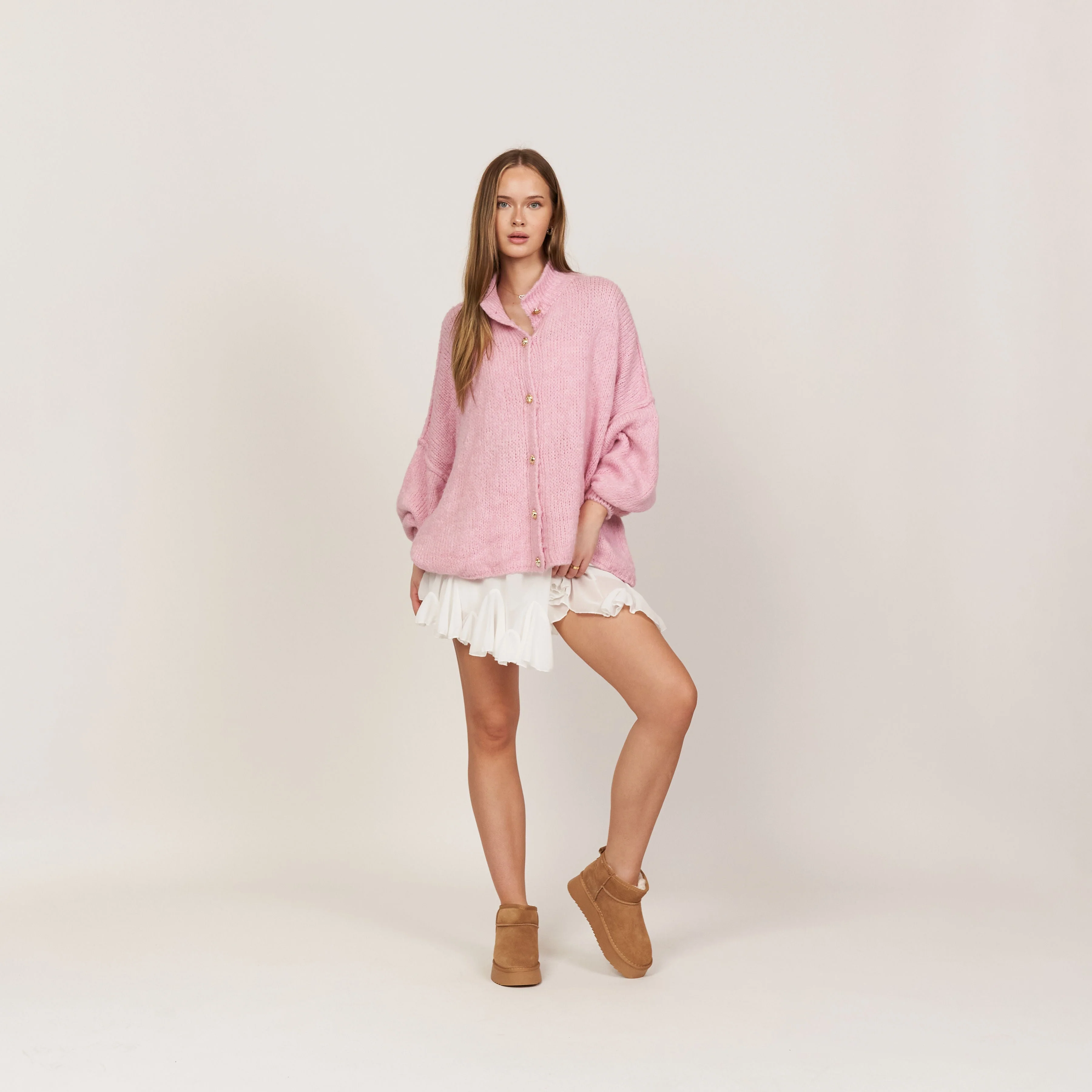 2er Pack Oversized Cardigan "CozyGlam" Soft Rosa & Beige - Image 4
