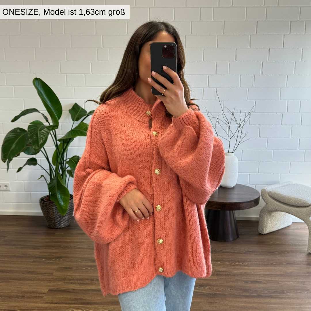 3er Pack Oversized Cardigan "CozyGlam" Light Grey/ Dark Apricot/ Pink - Image 5