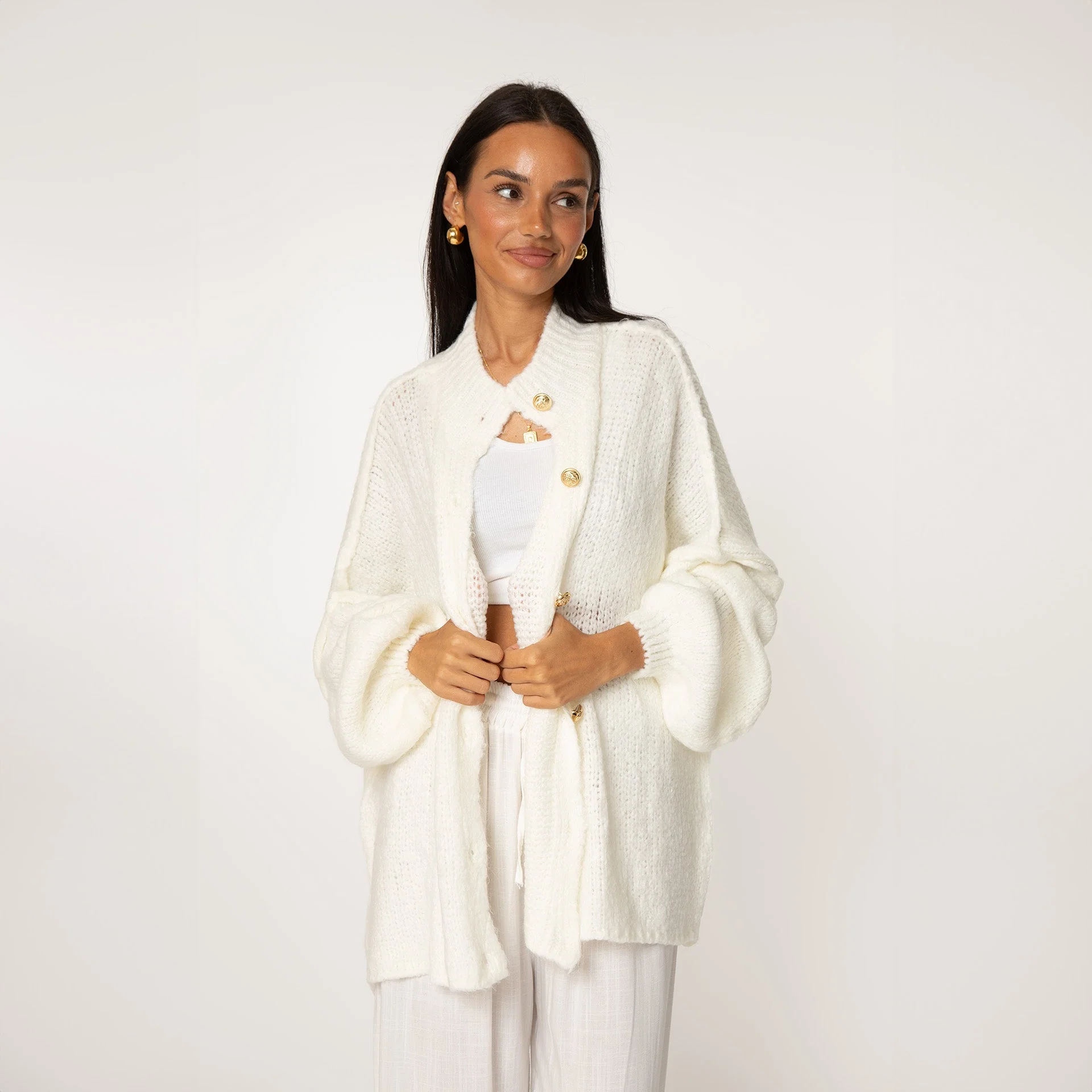 3er Pack Oversized Cardigan "CozyGlam" White/ Creme/ Black - Image 3