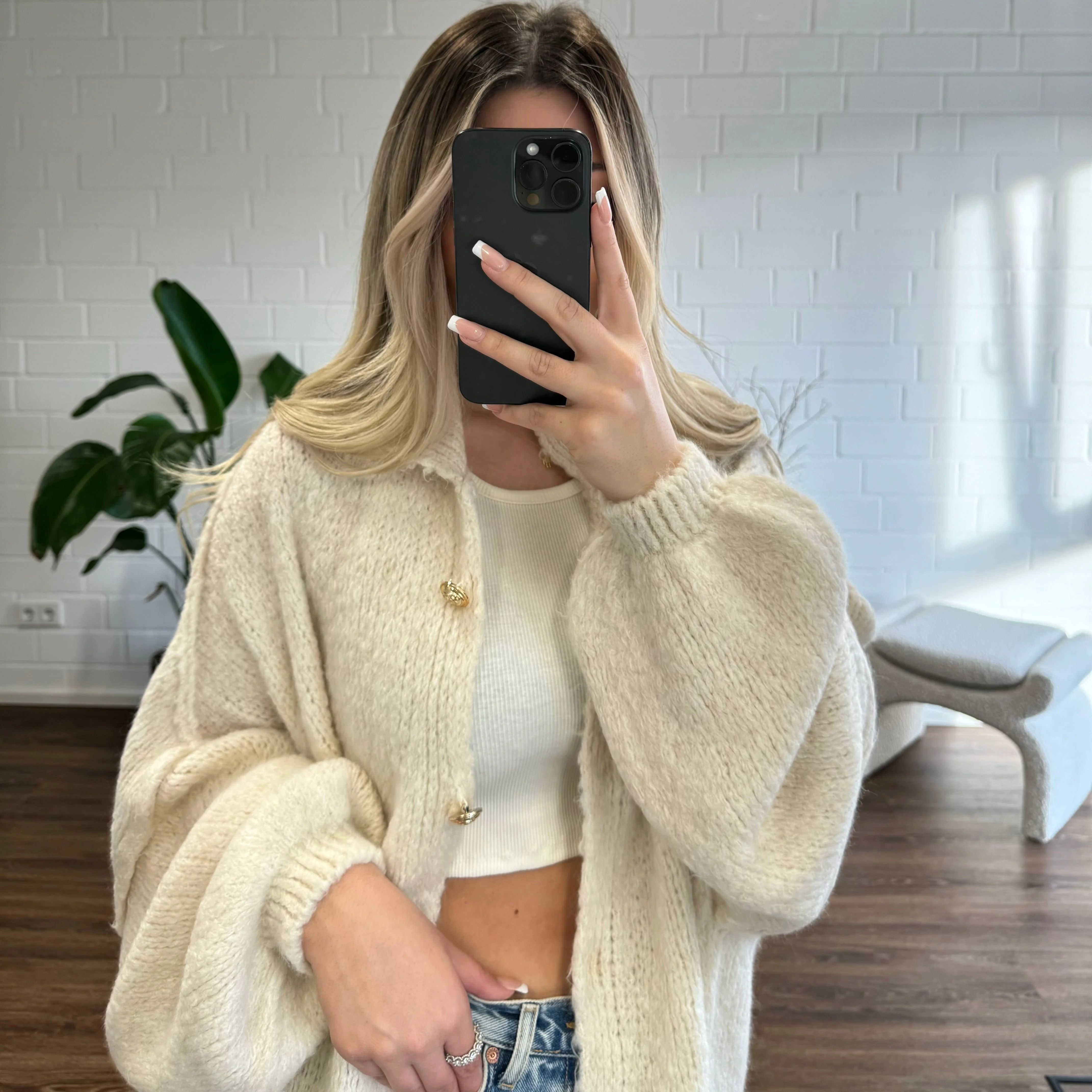 3er Pack Oversized Cardigan "CozyGlam" White/ Creme/ Black - Image 8