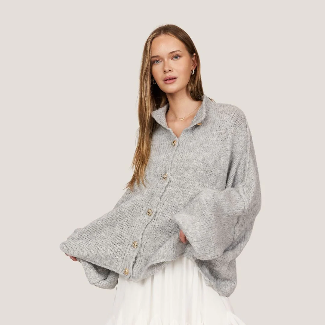 4er Pack Oversized Cardigan "CozyGlam" Light Grey, Creme, Black, Beige - Image 6