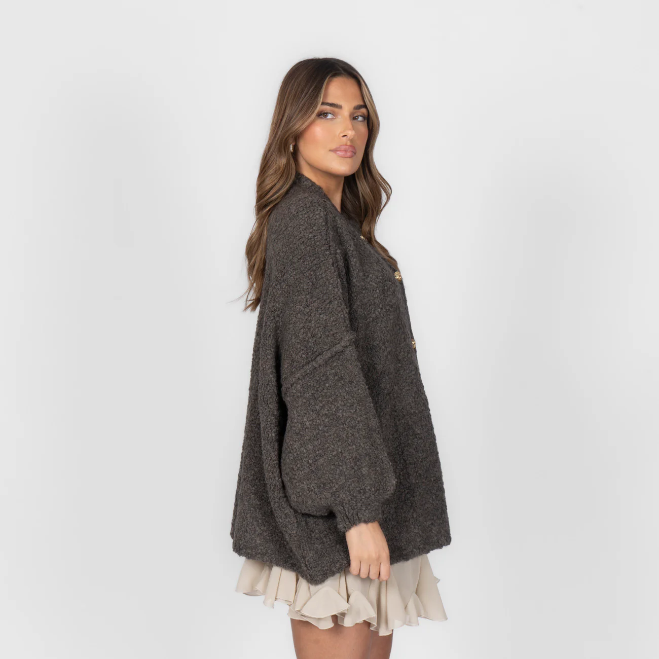 Bouclé Oversized Cardigan "CozyGlam" - Image 3