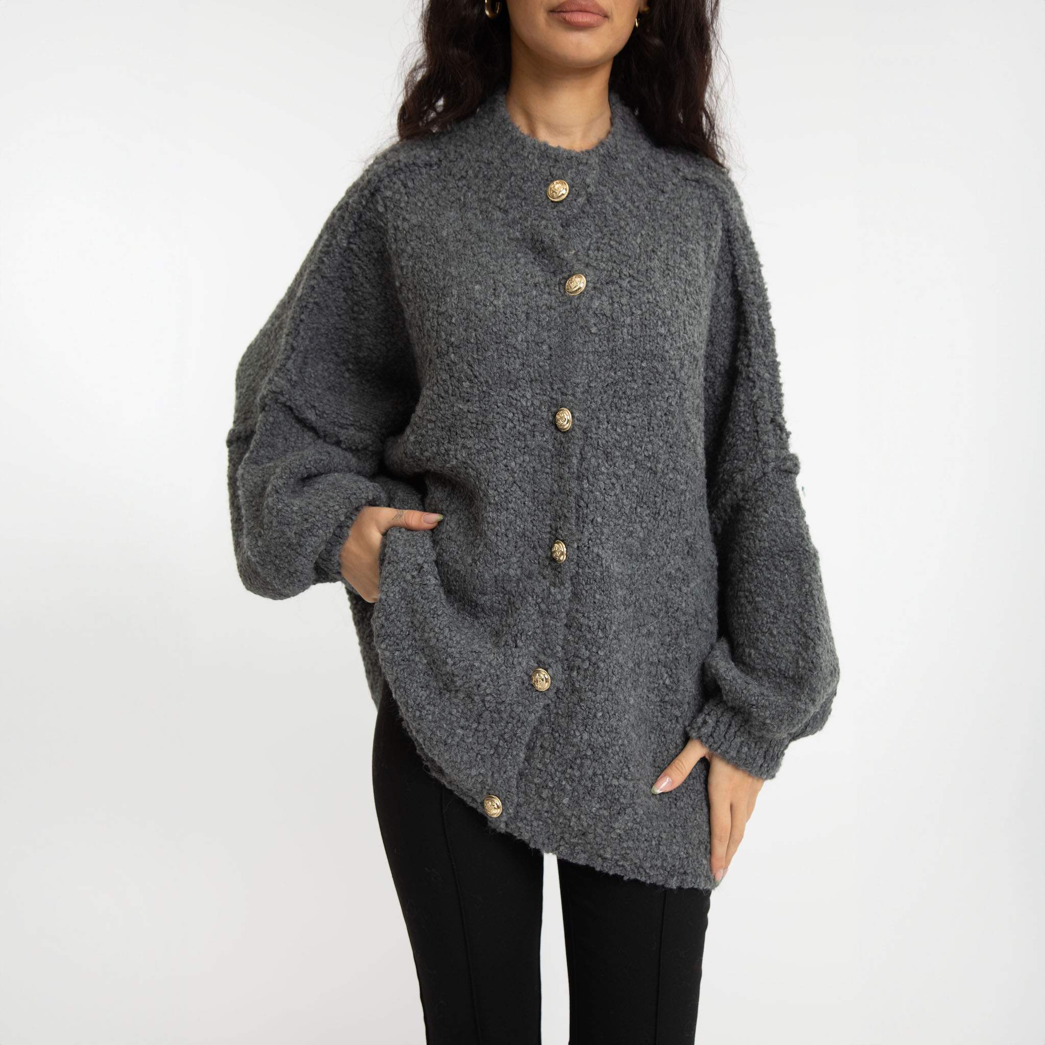 Bouclé Oversized Cardigan "CozyGlam" - Image 35