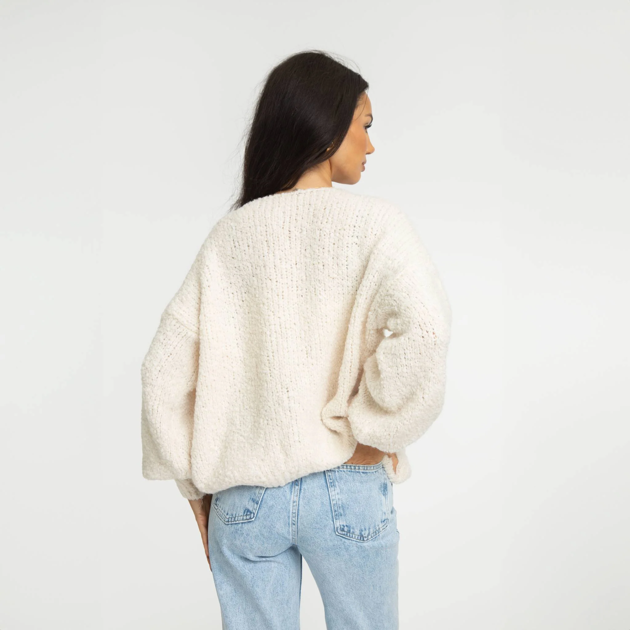 Bouclé Oversized Cardigan mit Schleifen - Image 14