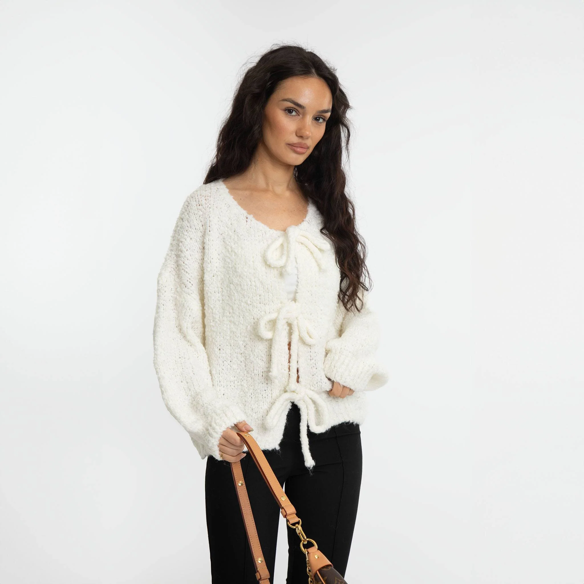 Bouclé Oversized Cardigan mit Schleifen - Image 26