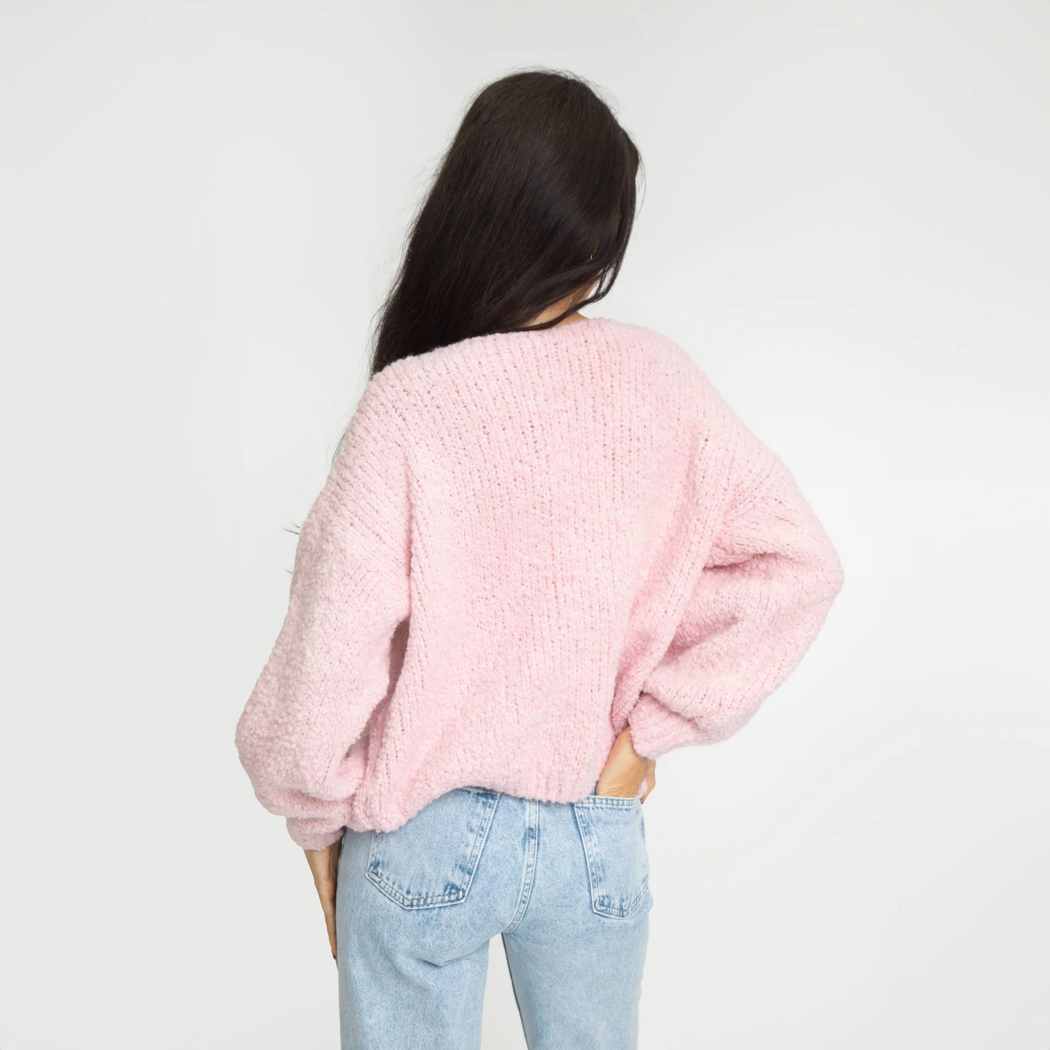 Bouclé Oversized Cardigan mit Schleifen - Image 9