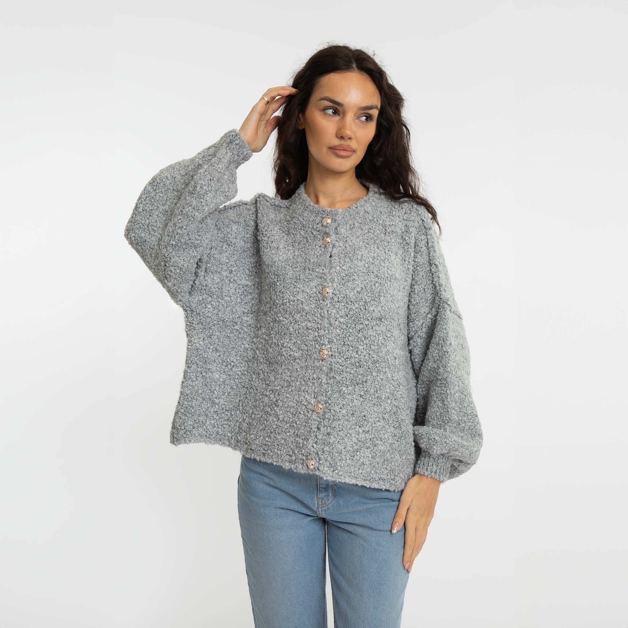 Bouclé Oversized Cardigan Short "CozyGlam" - Image 12