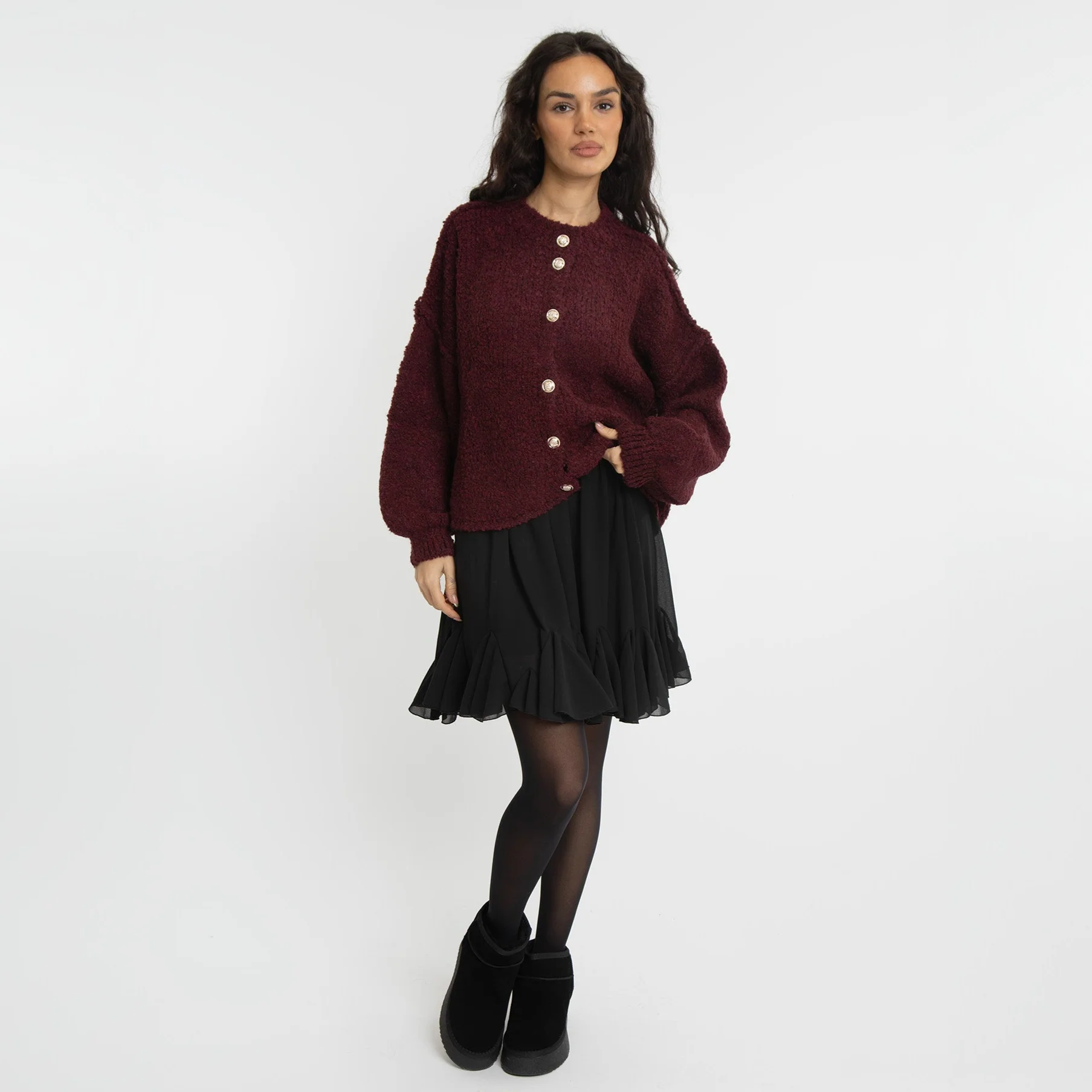 Bouclé Oversized Cardigan Short "CozyGlam" - Image 22