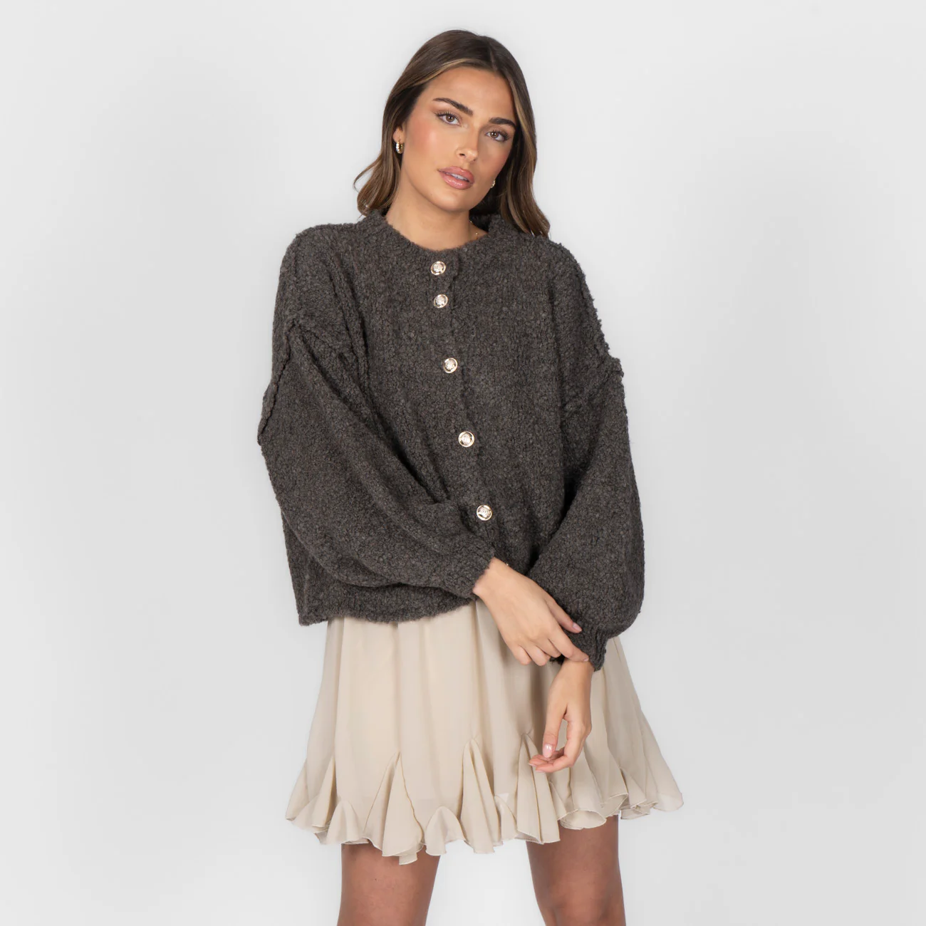 Bouclé Oversized Cardigan Short "CozyGlam" - Image 5