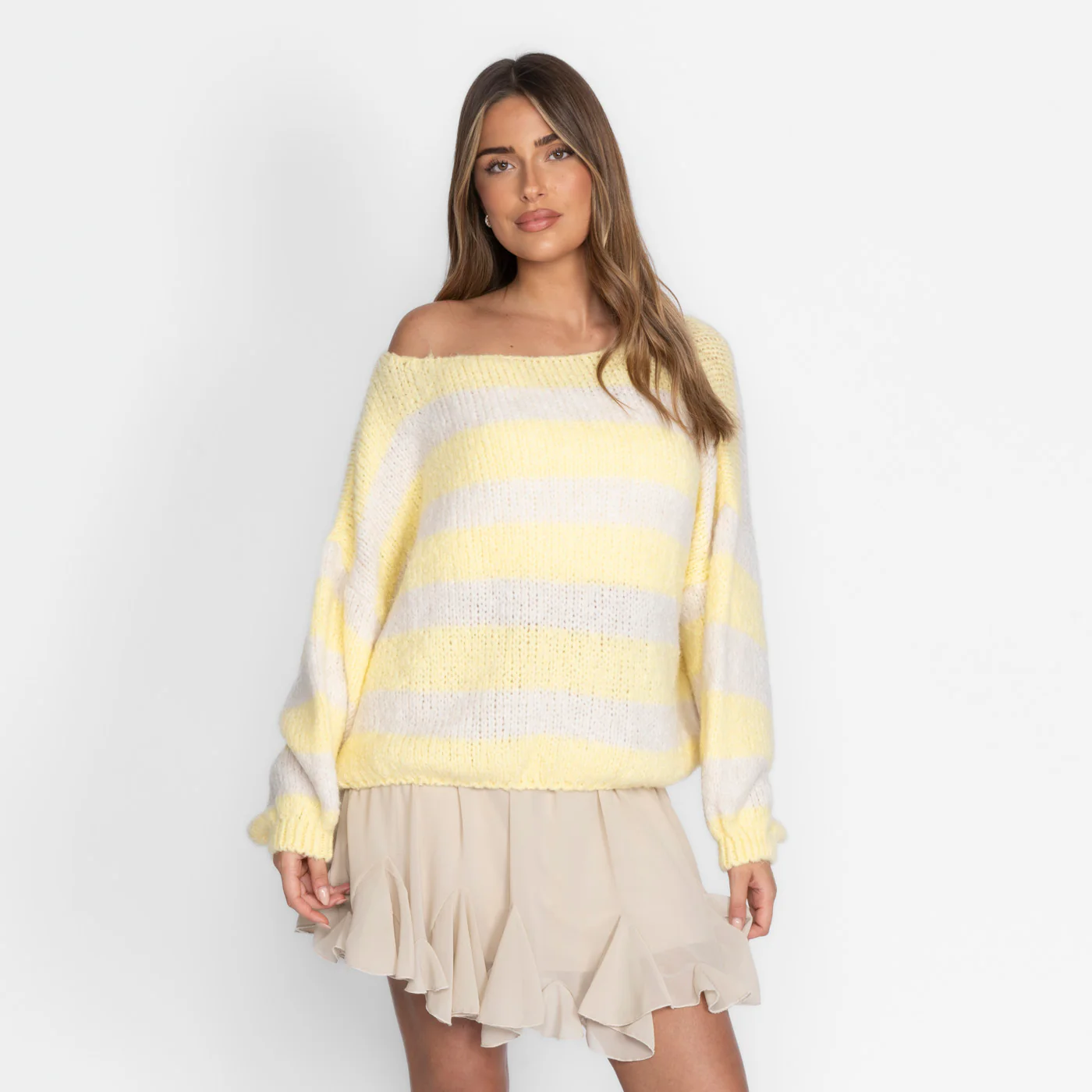 Casual Stripe Off-Shoulder Pullover - Image 15