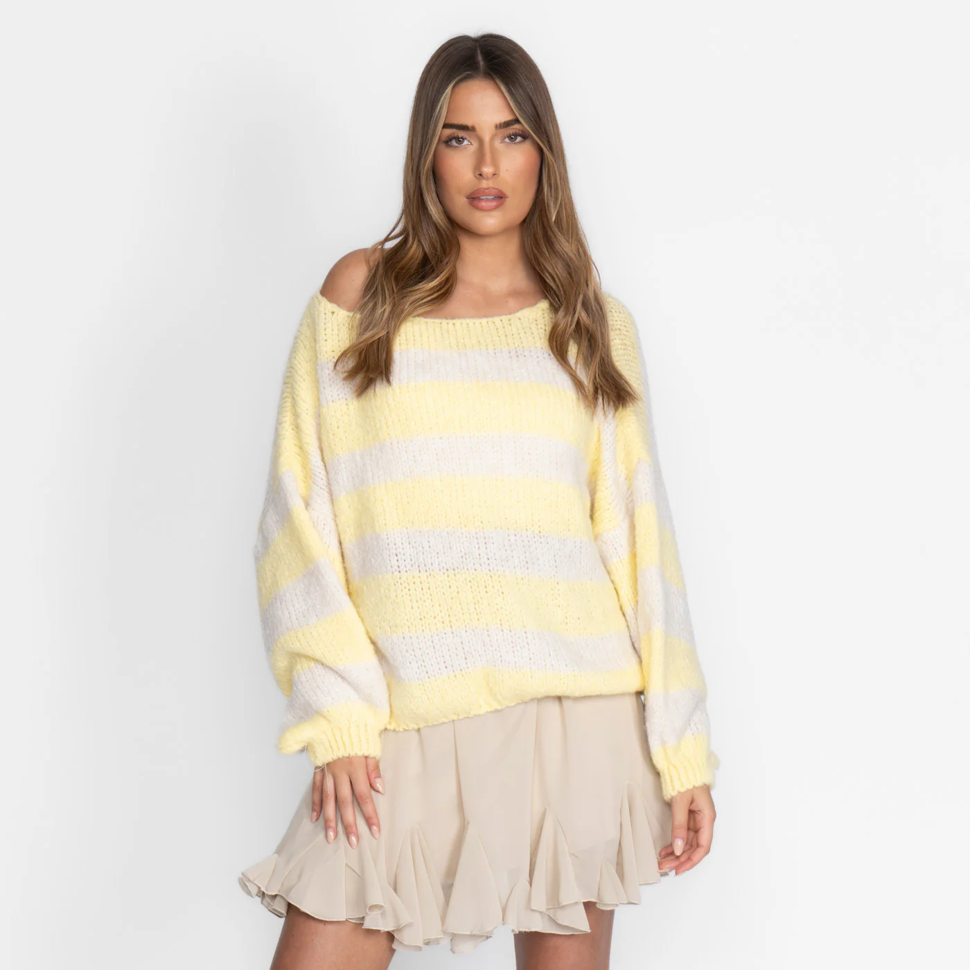 Casual Stripe Off-Shoulder Pullover - Image 16