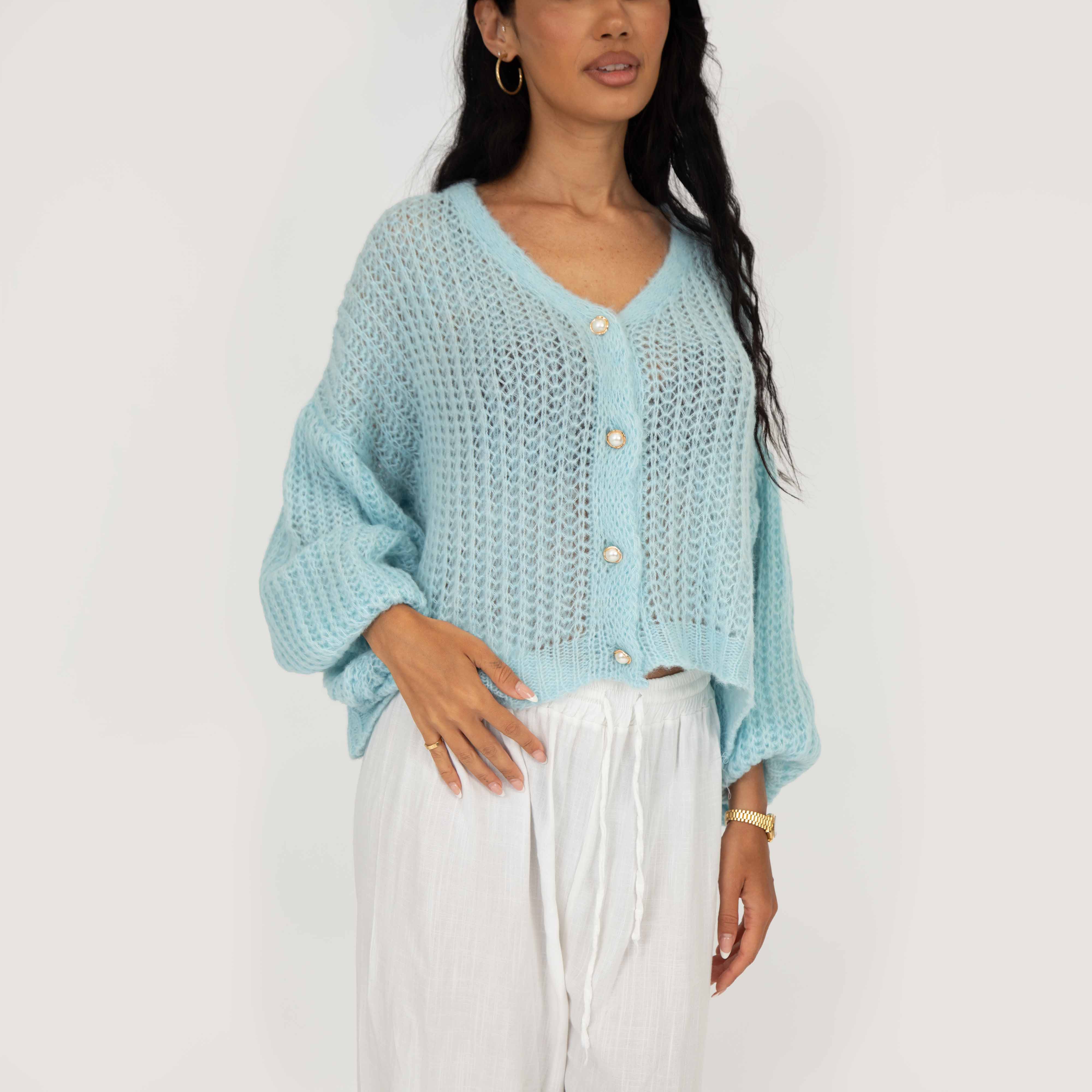Feiner Lochstrick Cardigan - Image 10