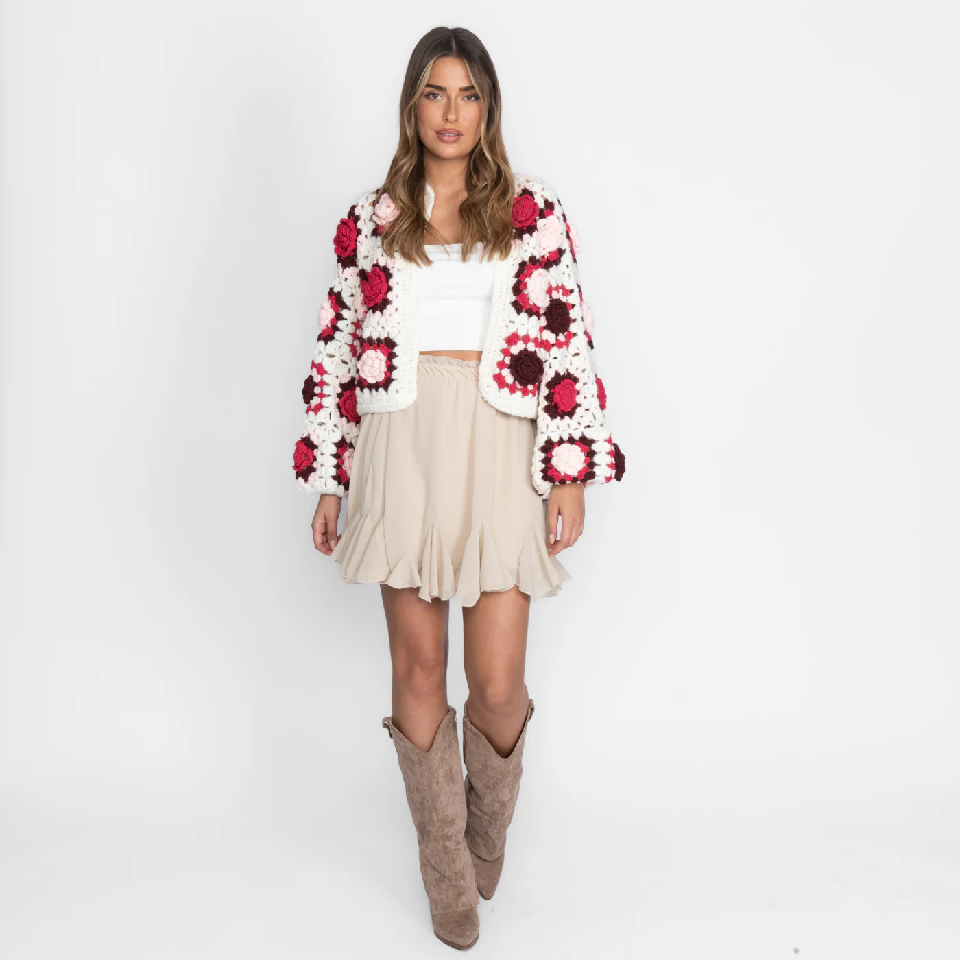 Handmade Colorful Rose Cardigan - Image 3