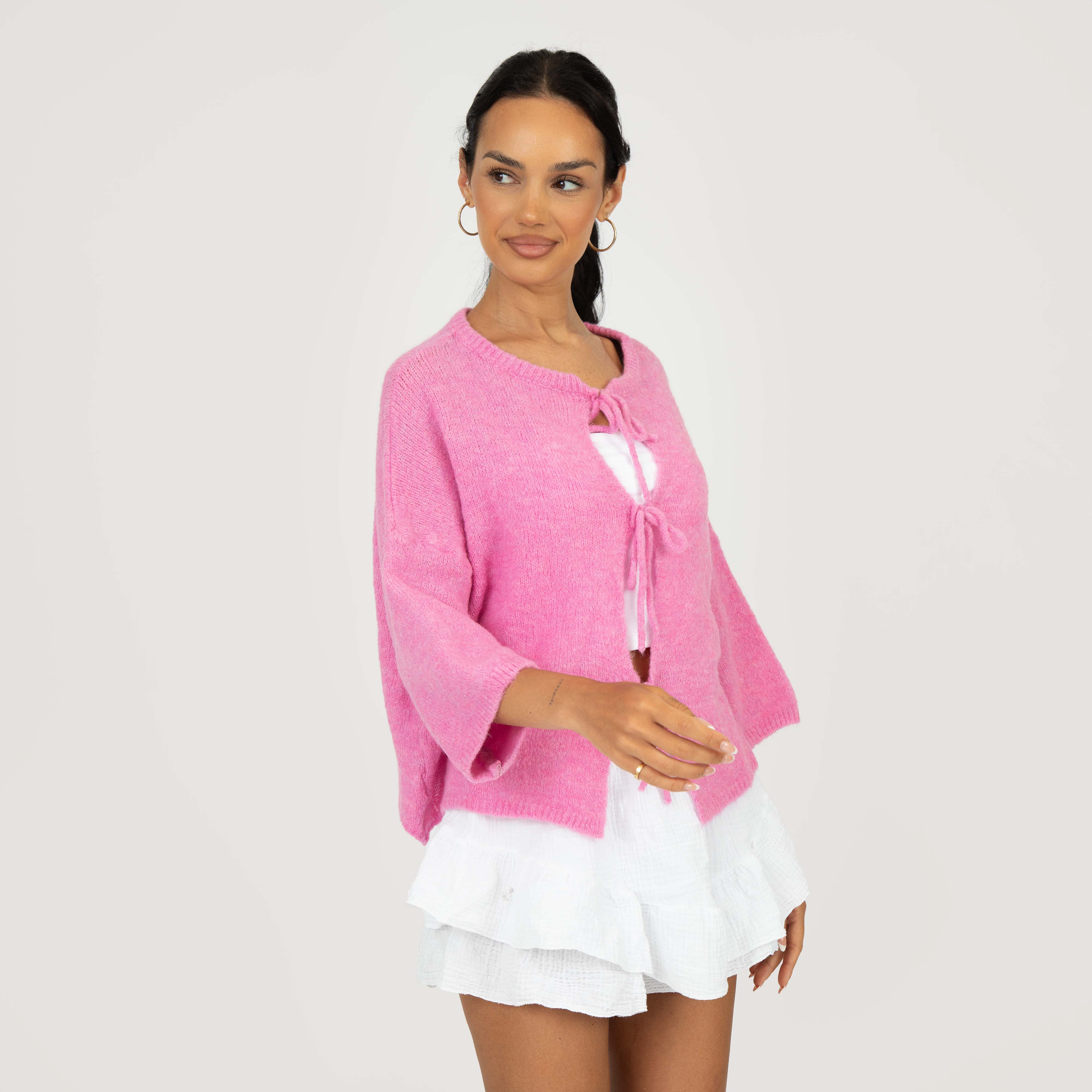 Kurzarm-Cardigan mit Schleifen - Image 17