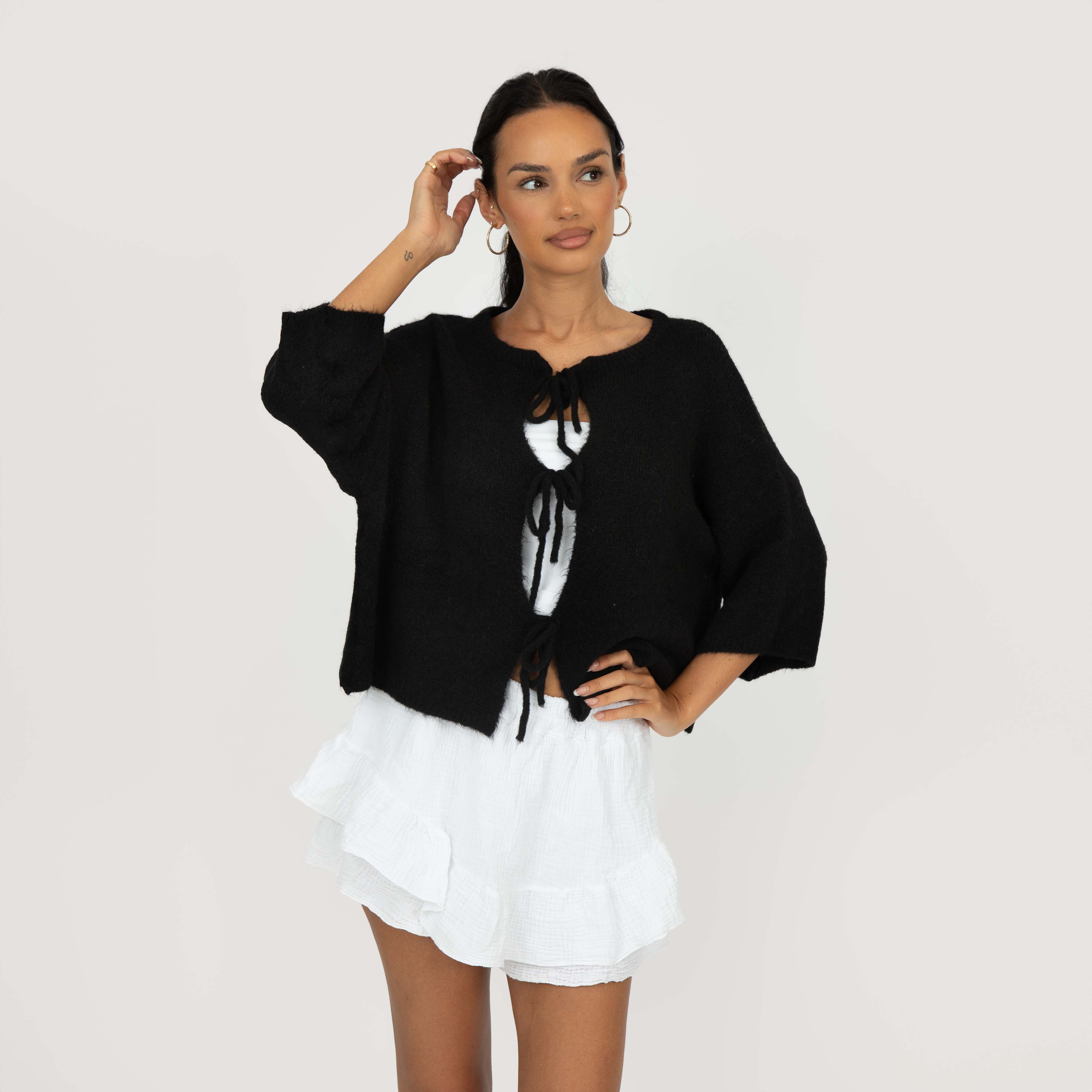 Kurzarm-Cardigan mit Schleifen - Image 22