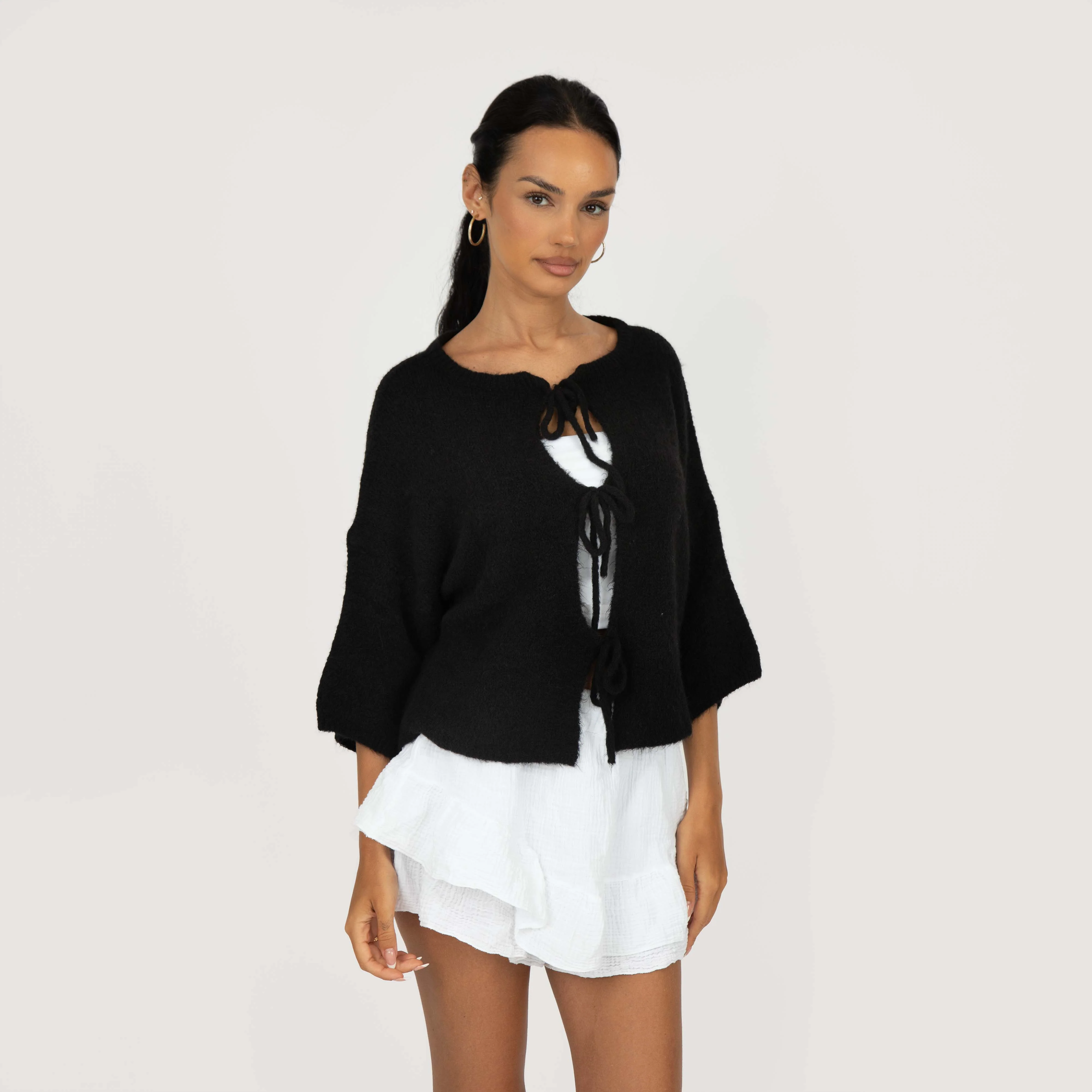 Kurzarm-Cardigan mit Schleifen - Image 23