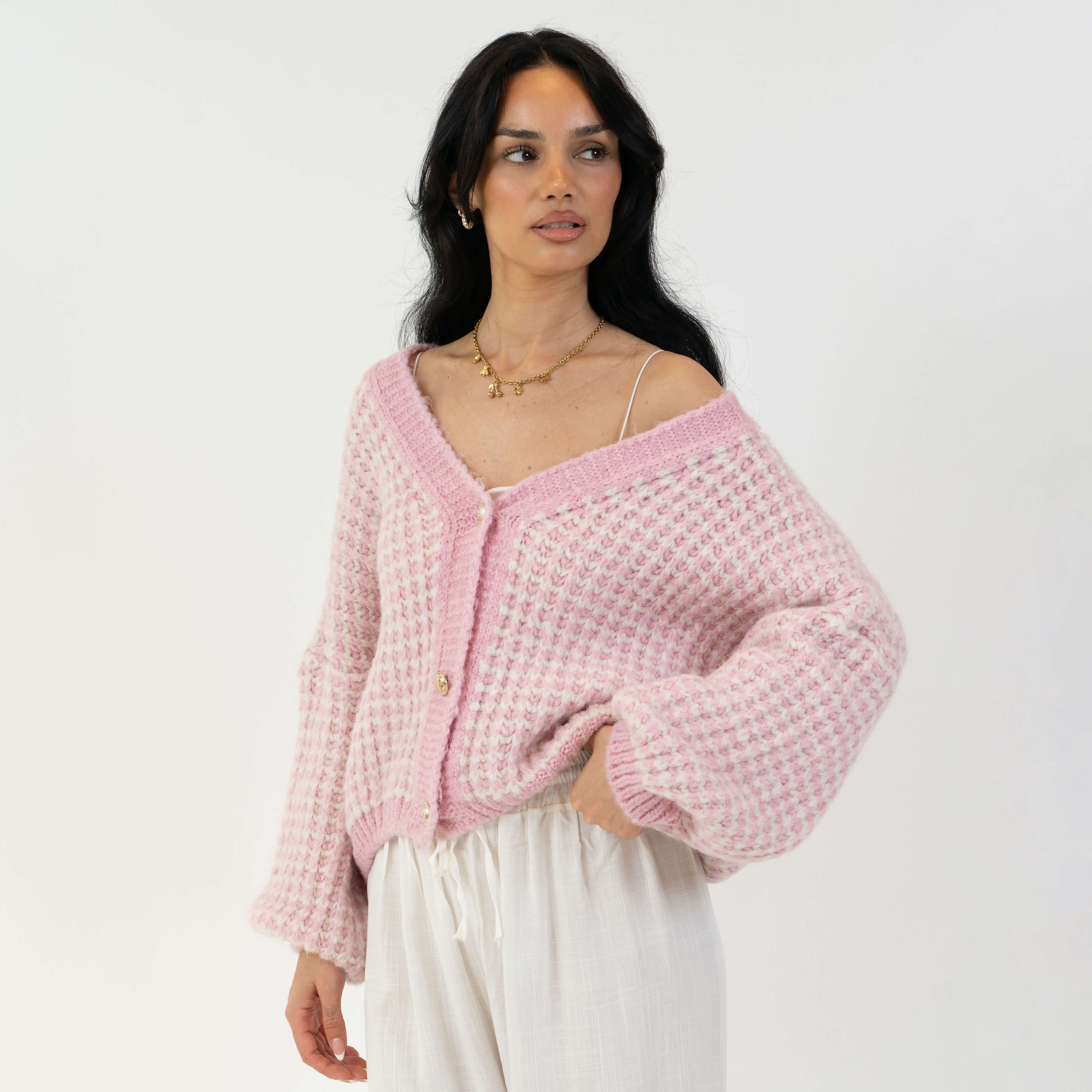 Oversize Waffelstrick Cardigan - Image 3