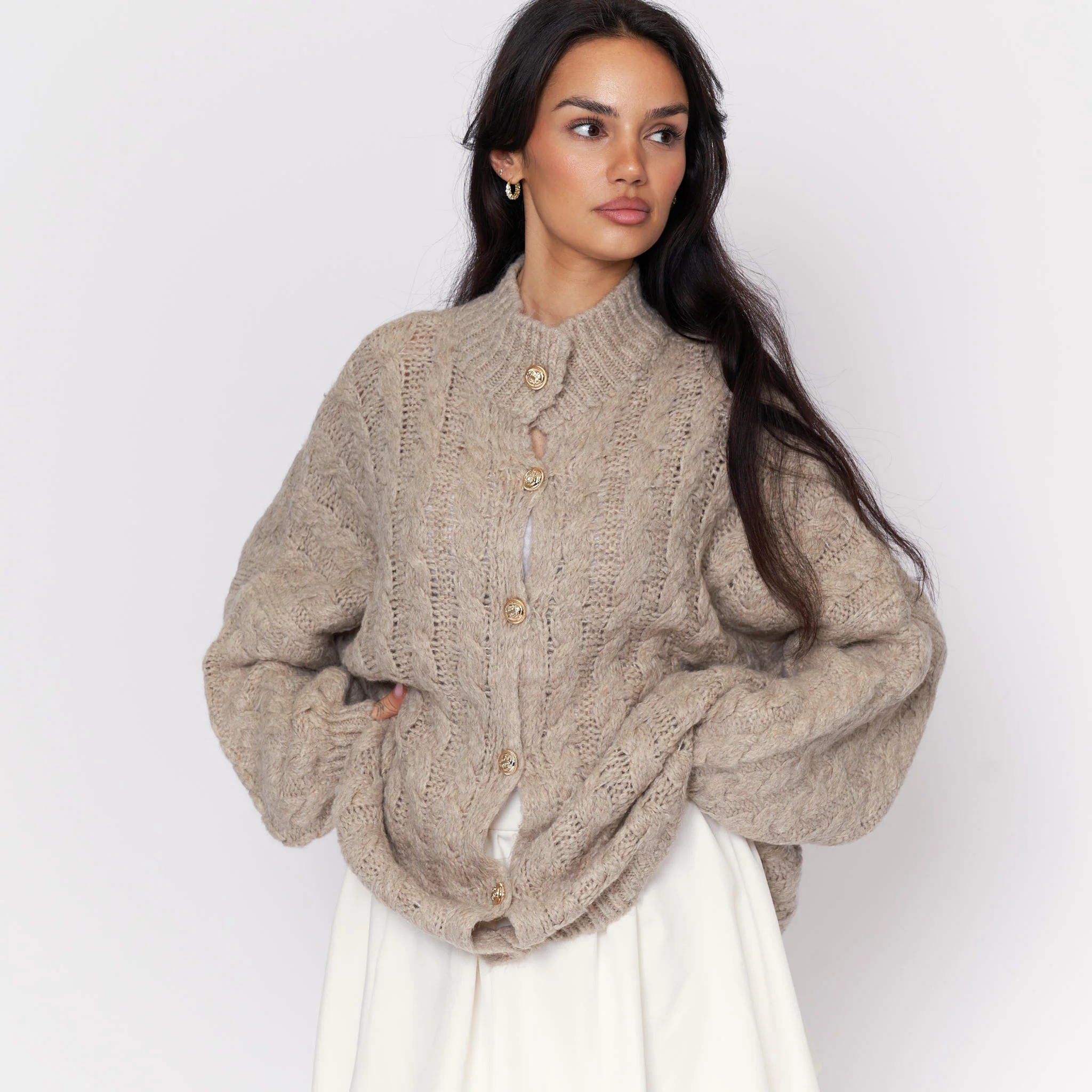 Oversize Zopfmuster Cardigan - Image 4