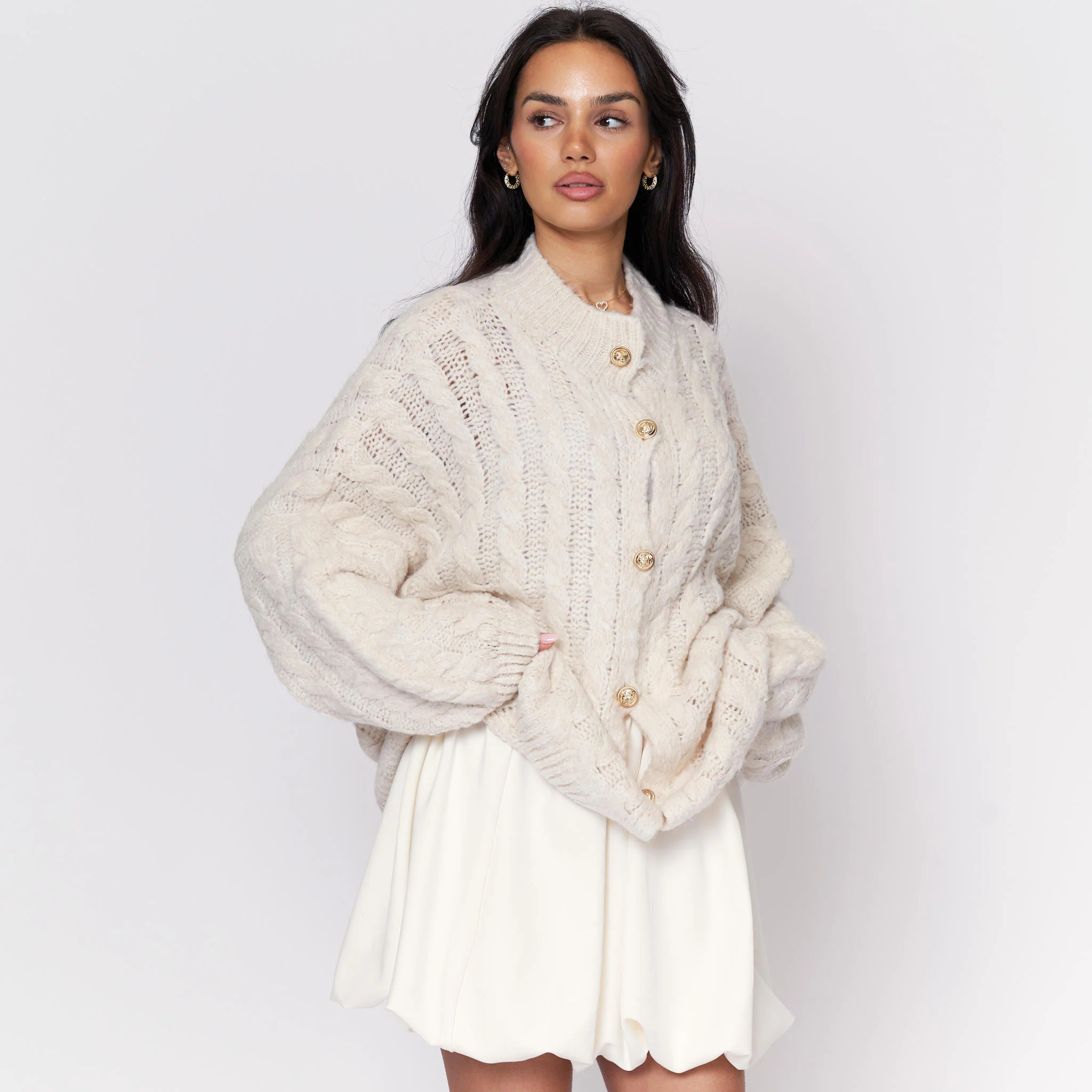 Oversize Zopfmuster Cardigan - Image 5