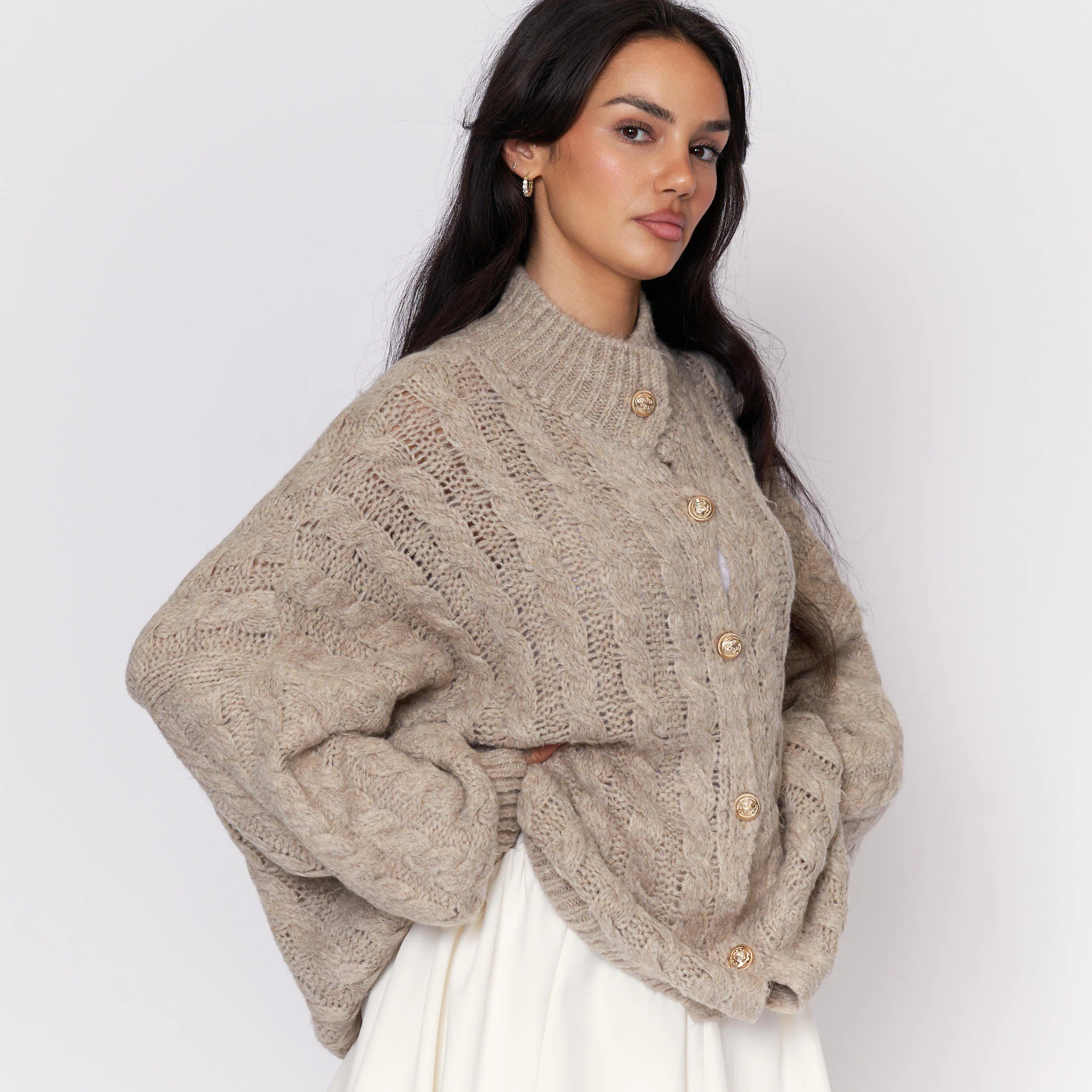 Oversize Zopfmuster Cardigan - Image 6