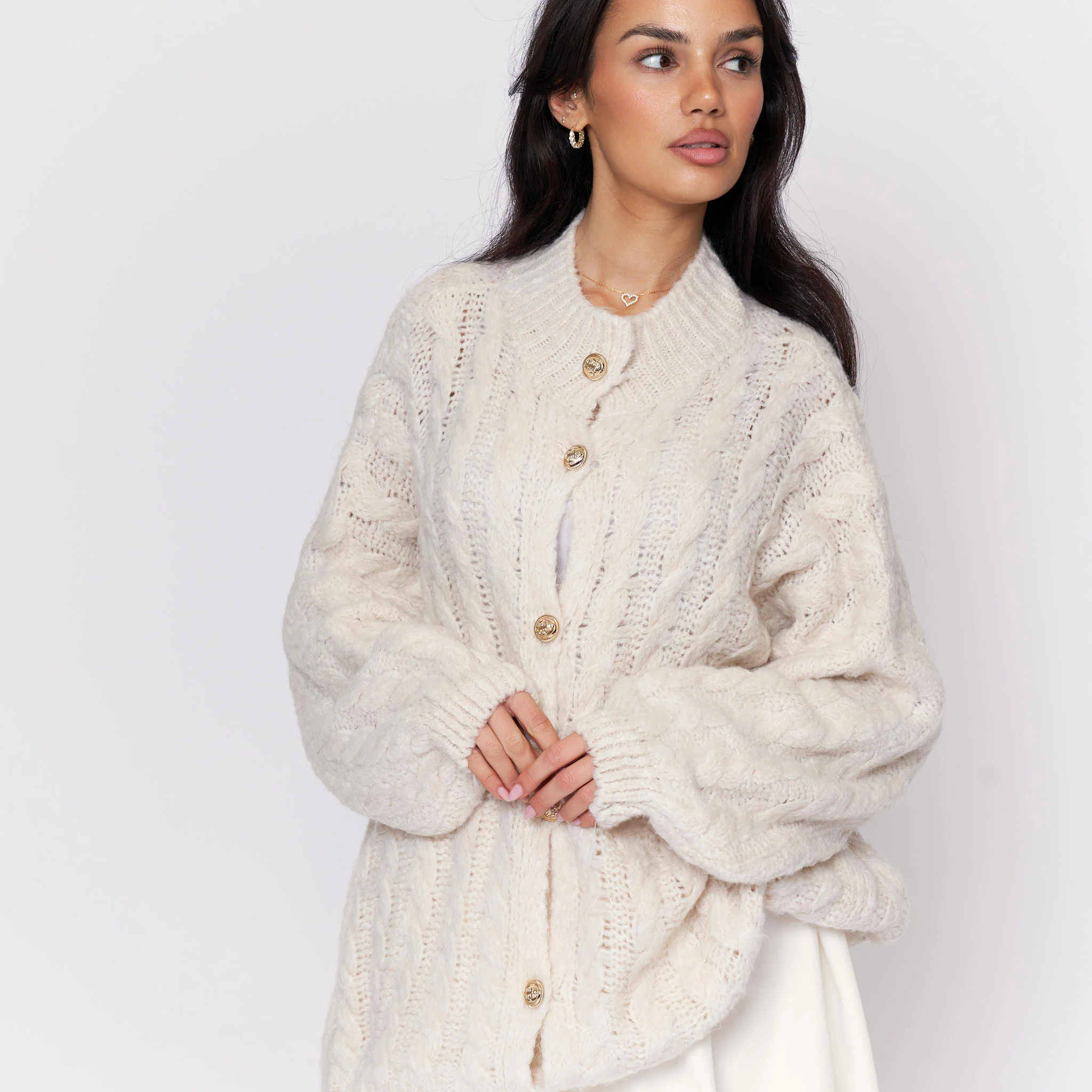 Oversize Zopfmuster Cardigan - Image 8