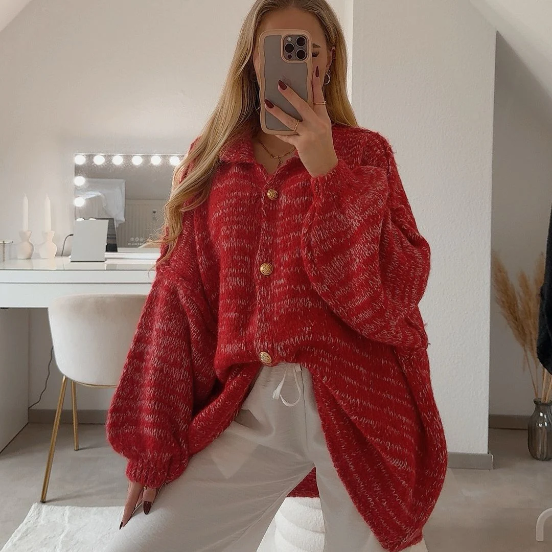 Oversized Cardigan CozyGlam "BiColor" - Image 11