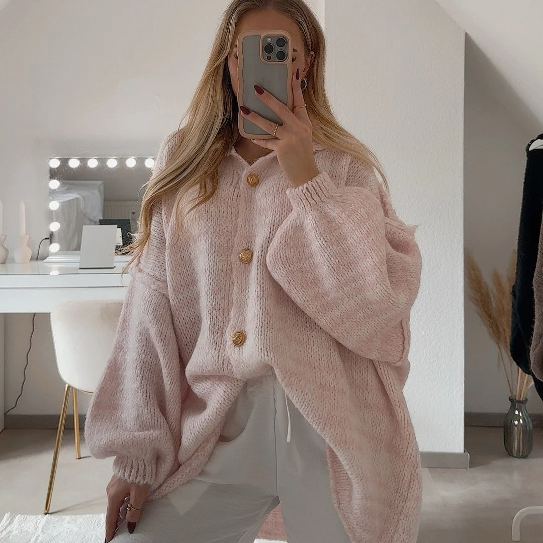 Oversized Cardigan CozyGlam "BiColor" - Image 5