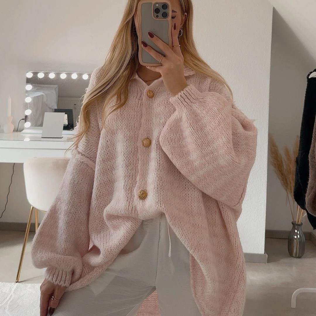 Oversized Cardigan CozyGlam "BiColor" - Image 6