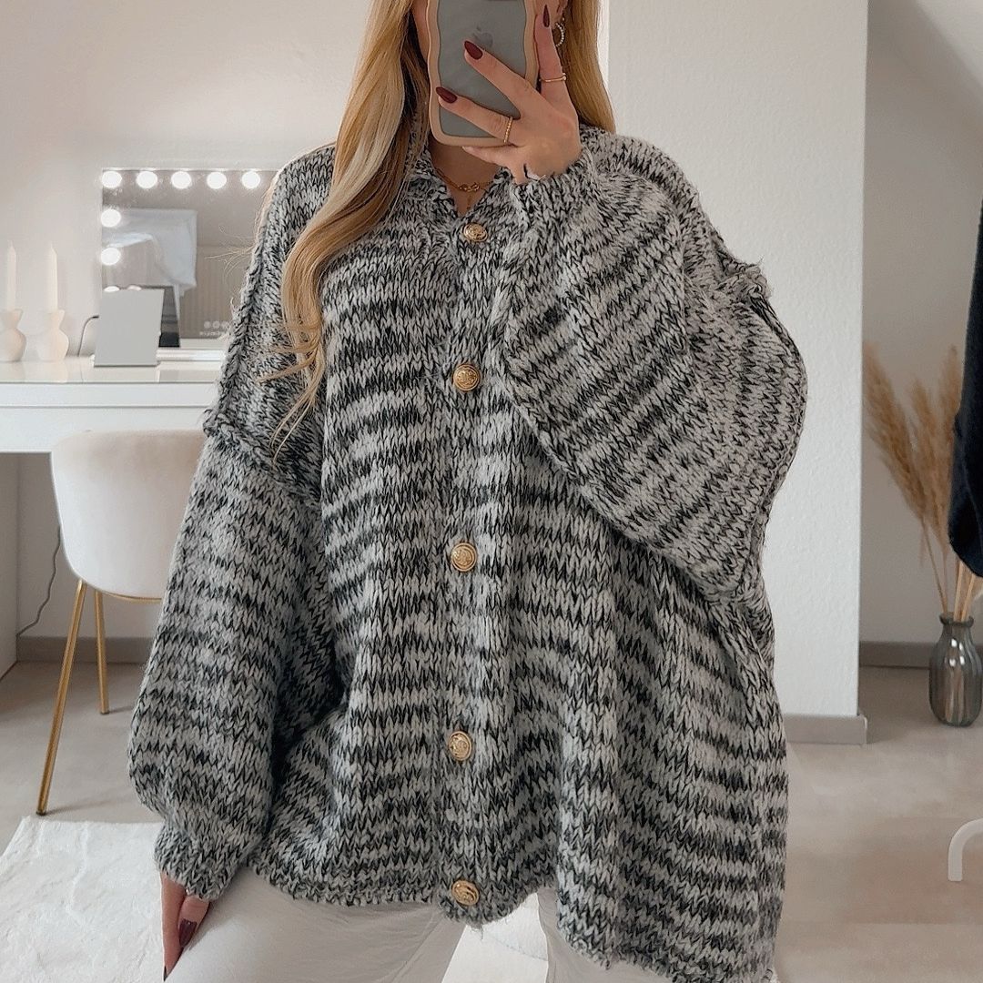 Oversized Cardigan CozyGlam "BiColor" - Image 8