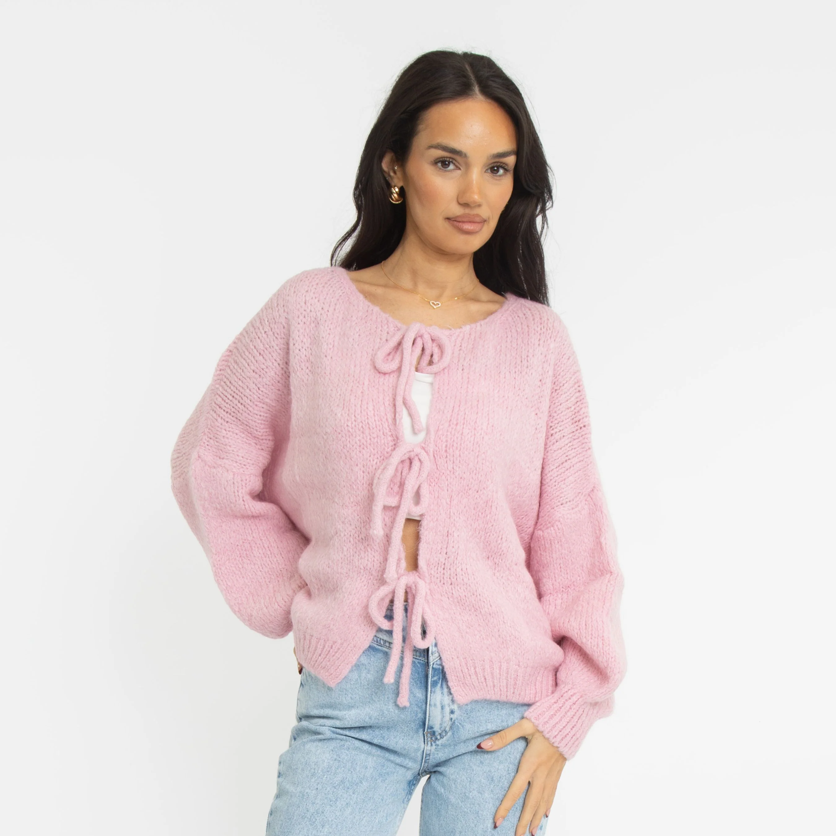 Oversized Cardigan mit Schleifen - Image 10
