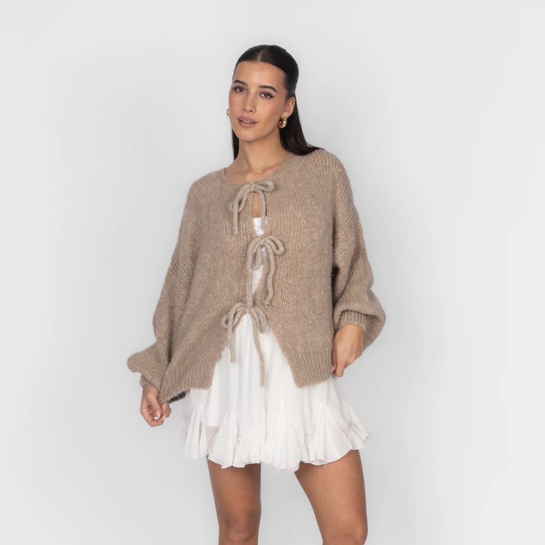 Oversized Cardigan mit Schleifen - Image 15