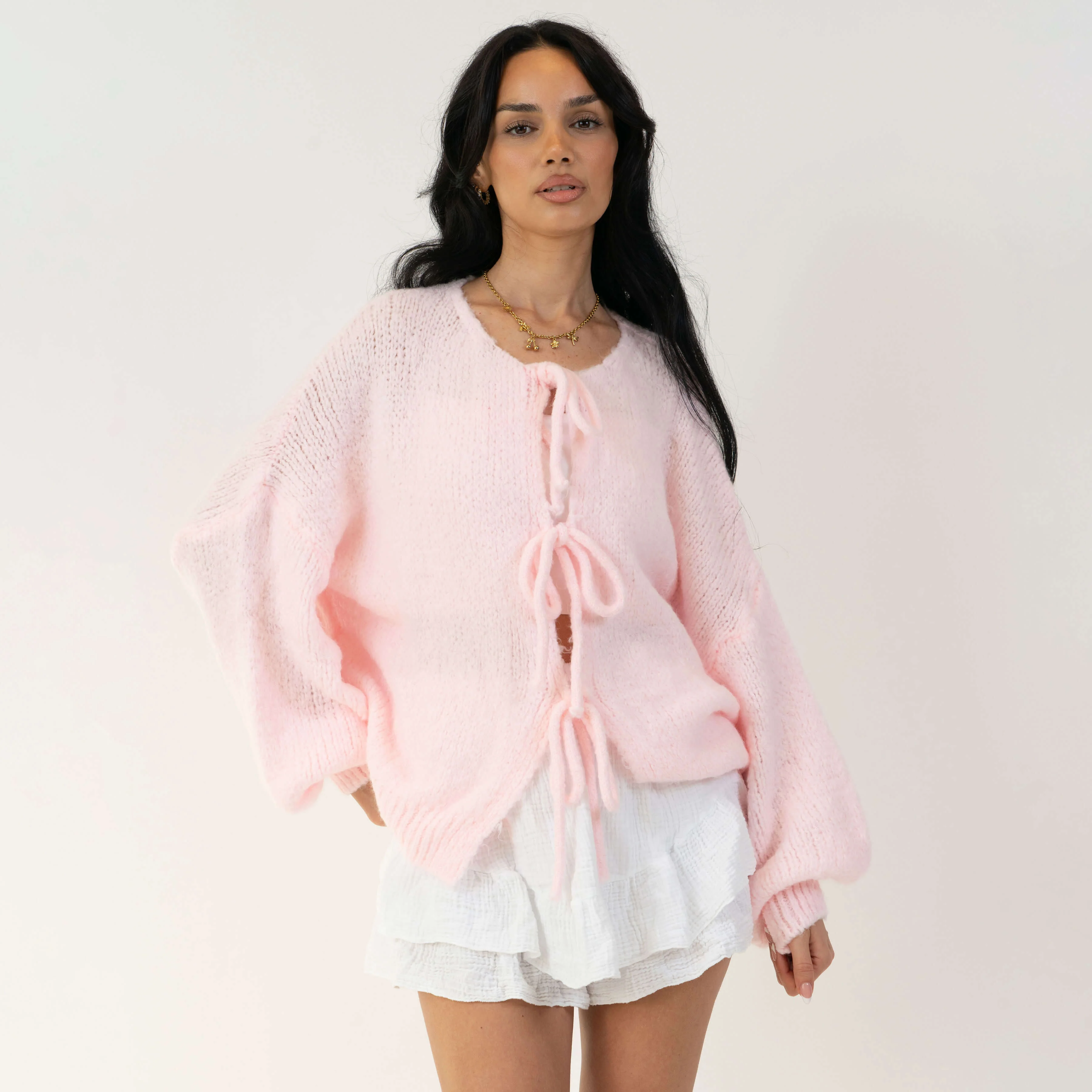 Oversized Cardigan mit Schleifen - Image 20