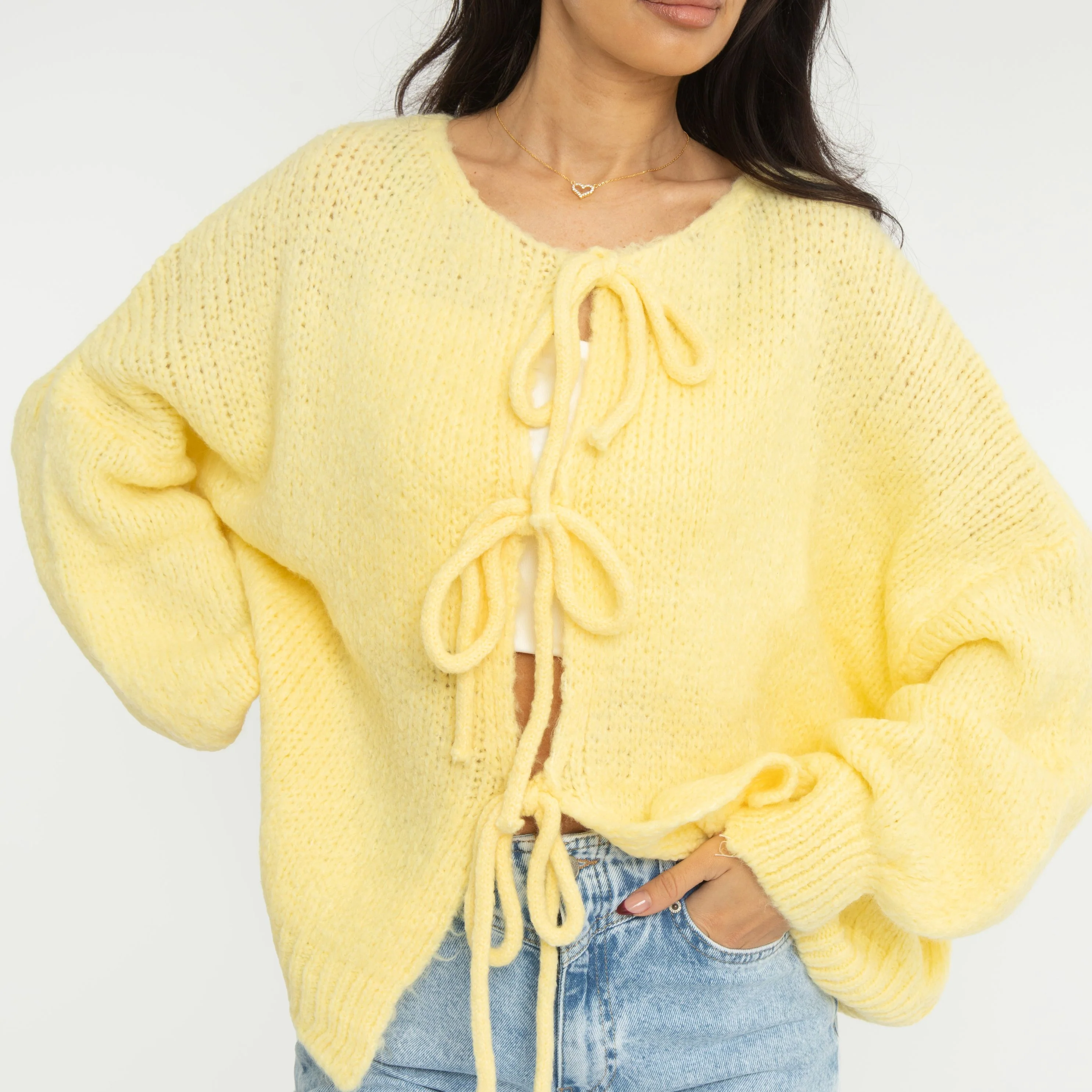 Oversized Cardigan mit Schleifen - Image 23