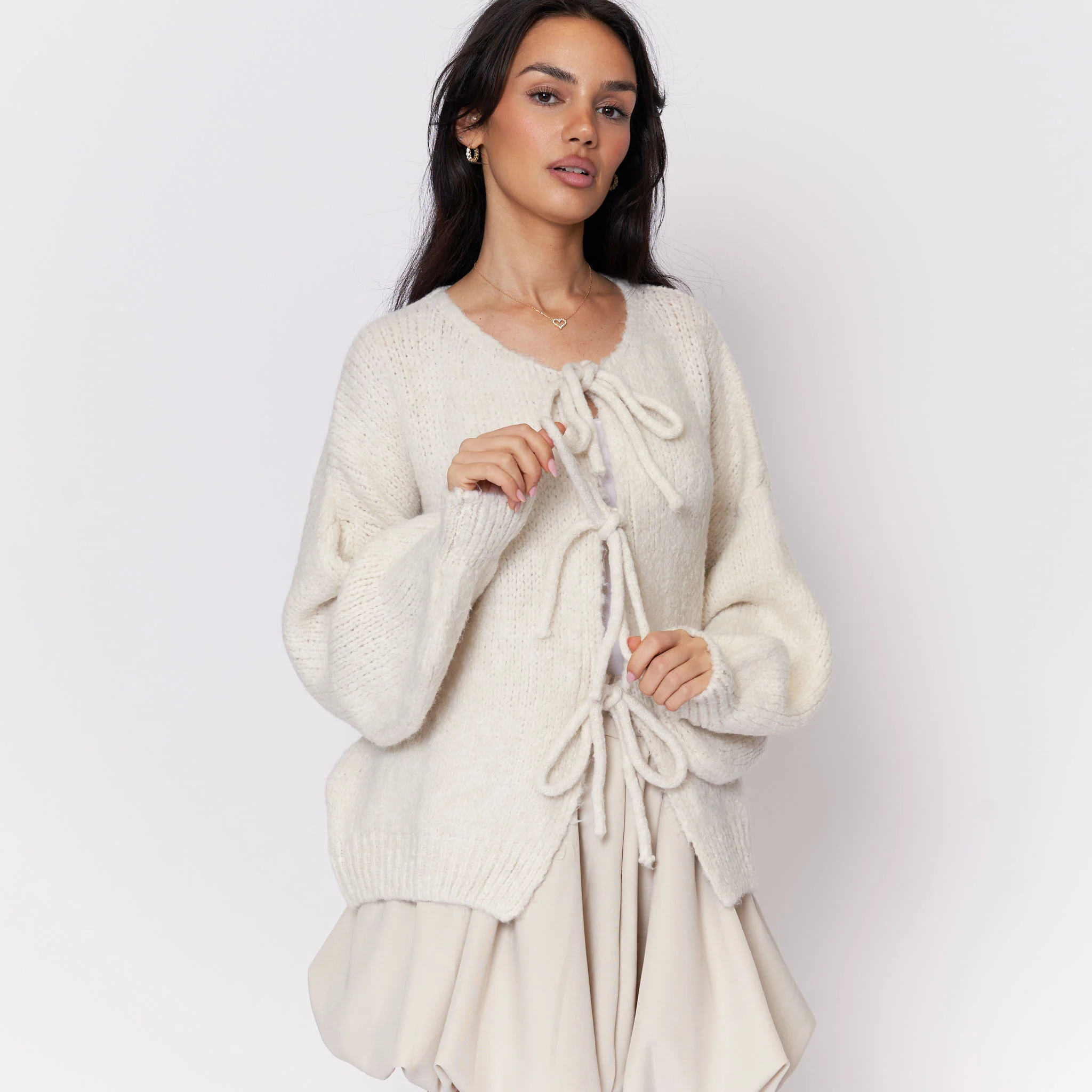 Oversized Cardigan mit Schleifen - Image 29