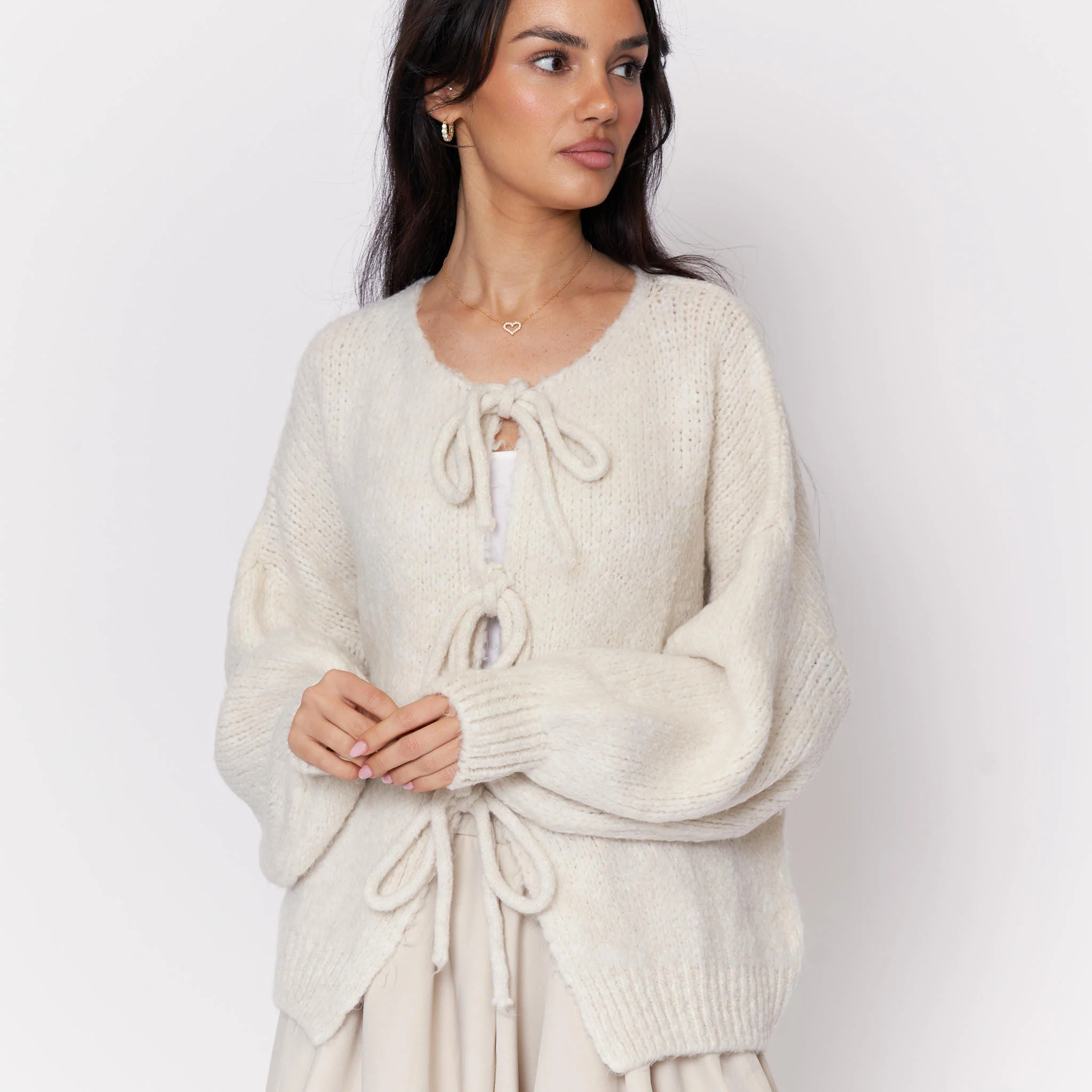 Oversized Cardigan mit Schleifen - Image 32