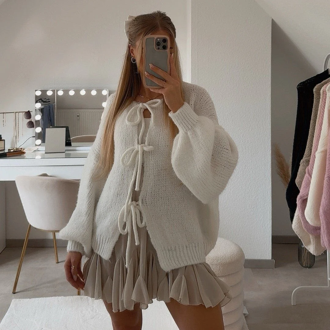 Oversized Cardigan mit Schleifen - Image 33