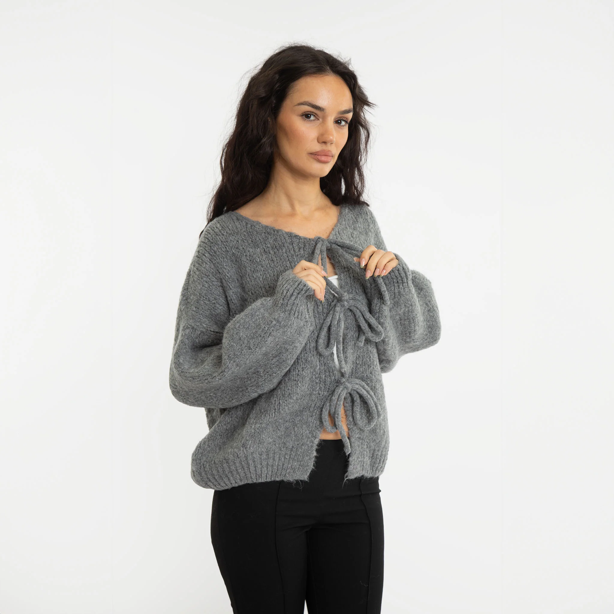 Oversized Cardigan mit Schleifen - Image 39