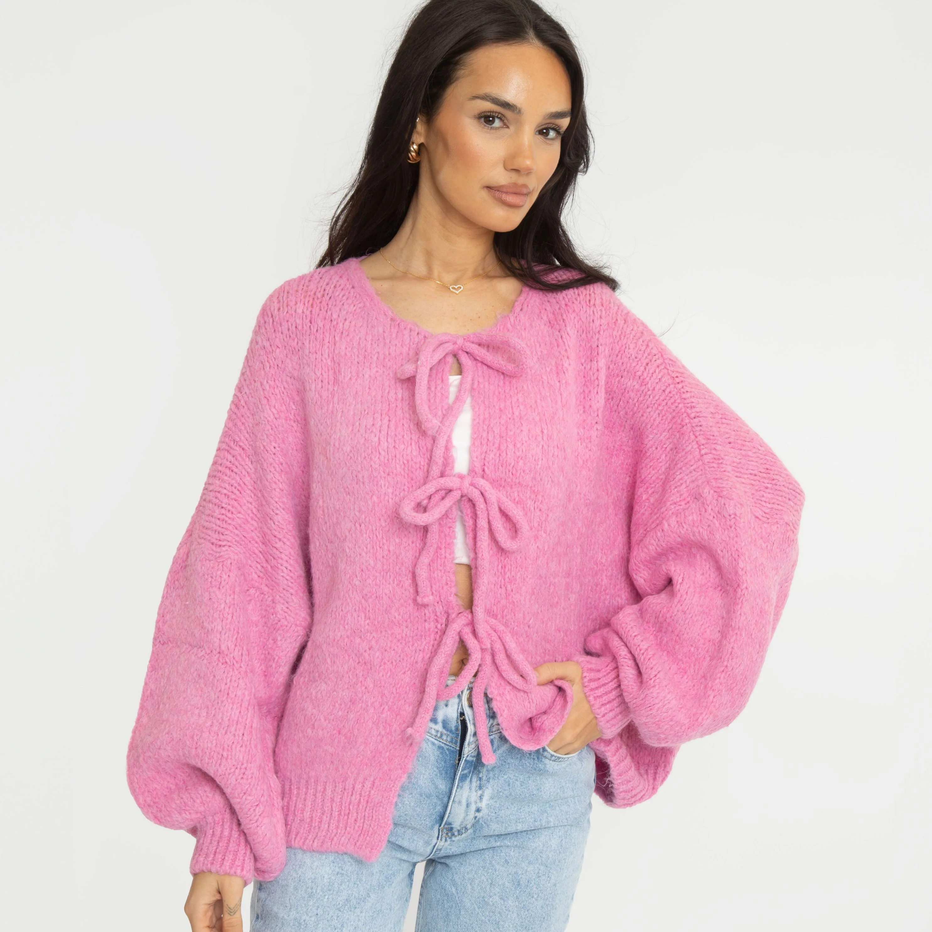 Oversized Cardigan mit Schleifen - Image 40
