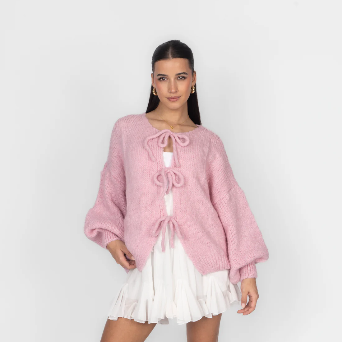 Oversized Cardigan mit Schleifen - Image 6