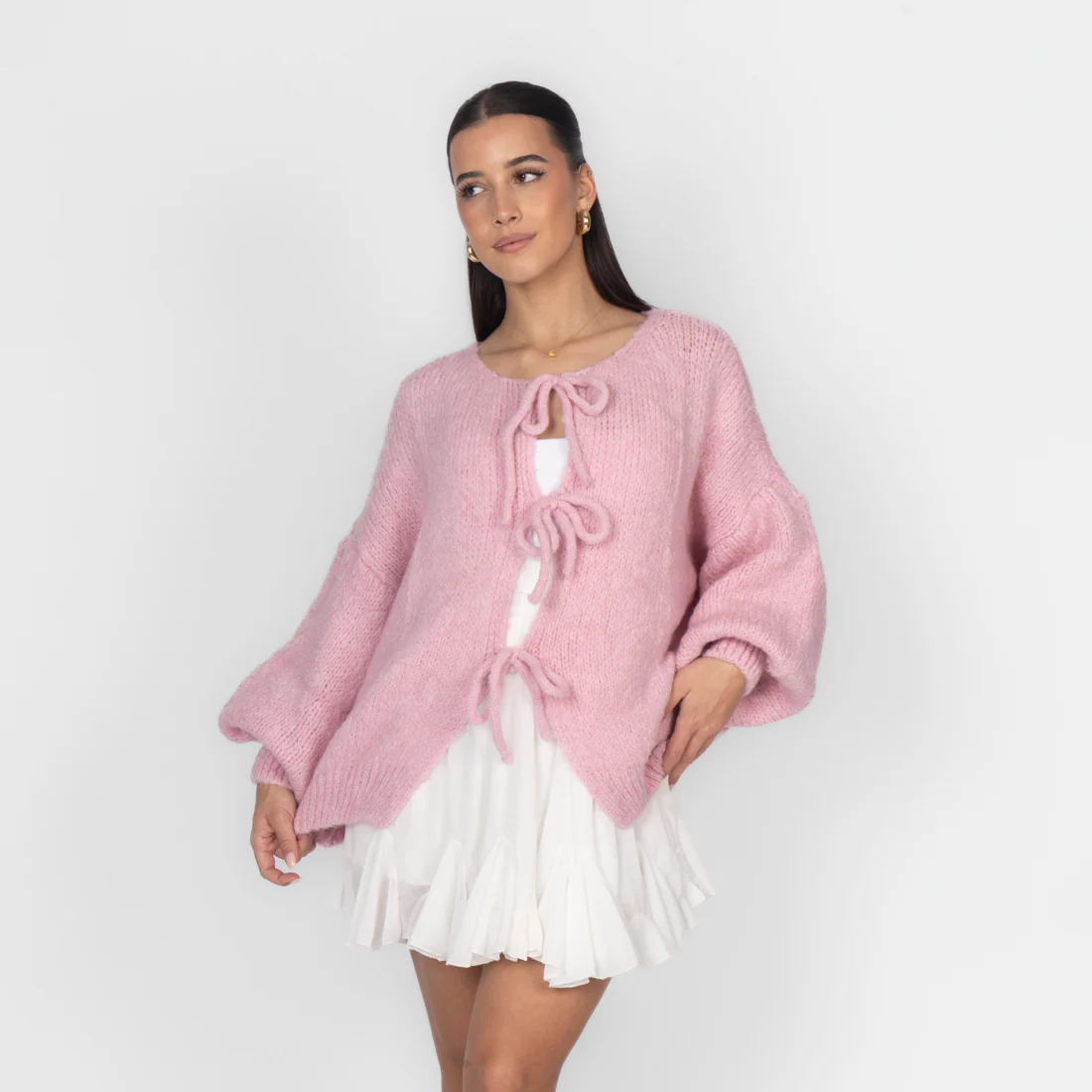Oversized Cardigan mit Schleifen - Image 9