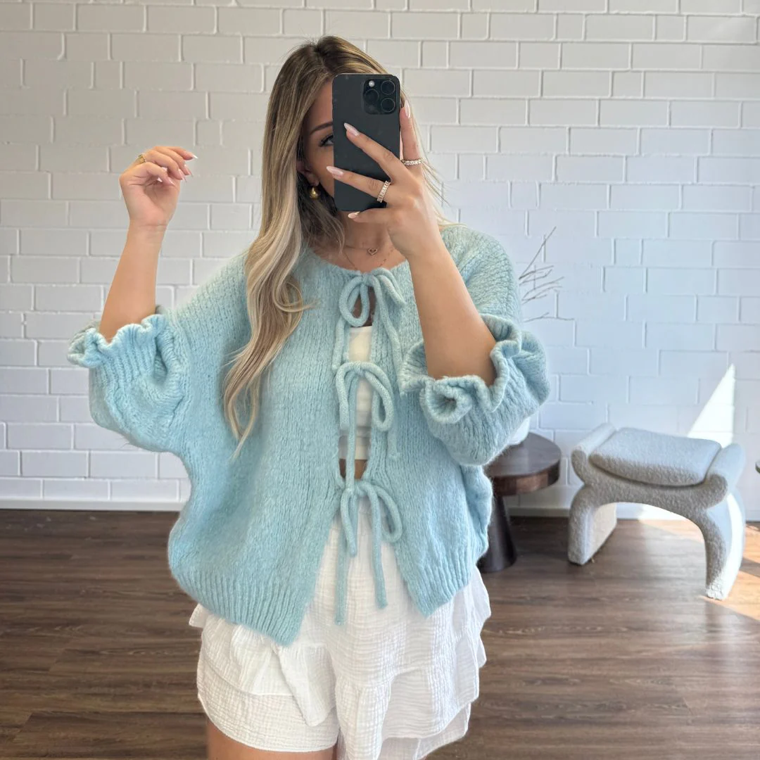 Oversized Tulip Cardigan mit Schleifen - Image 10