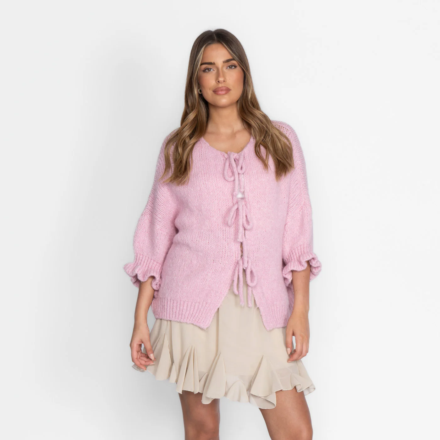 Oversized Tulip Cardigan mit Schleifen - Image 4