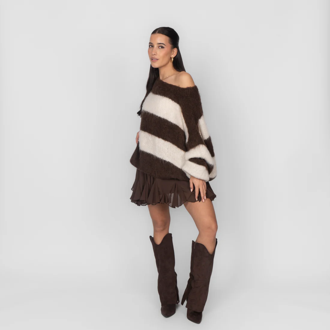 Ultra-Soft Off-Shoulder Stripe Knit - Image 11