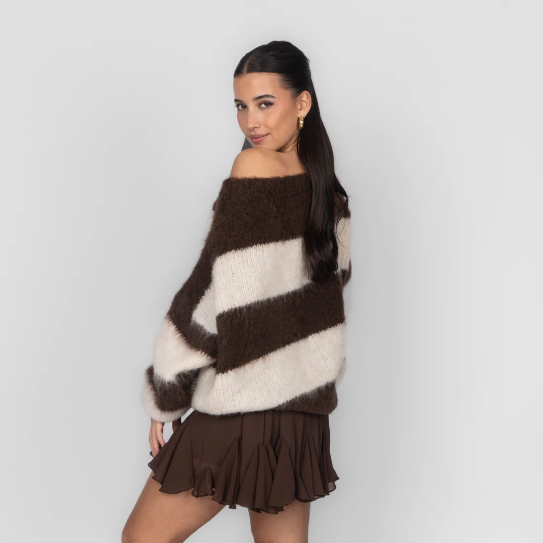 Ultra-Soft Off-Shoulder Stripe Knit - Image 3