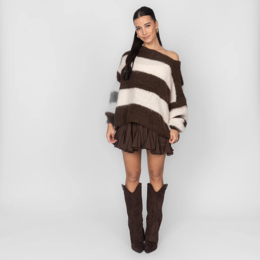 Ultra-Soft Off-Shoulder Stripe Knit - Image 4