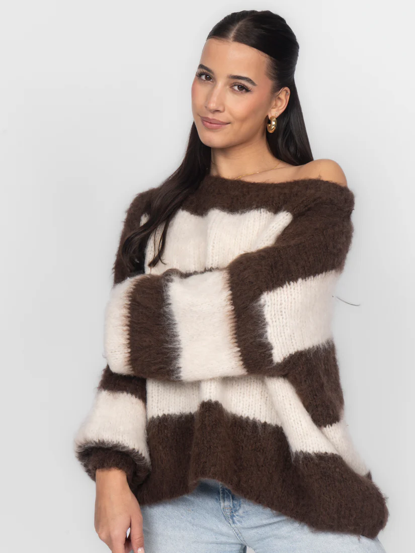 Ultra-Soft Off-Shoulder Stripe Knit - Image 8